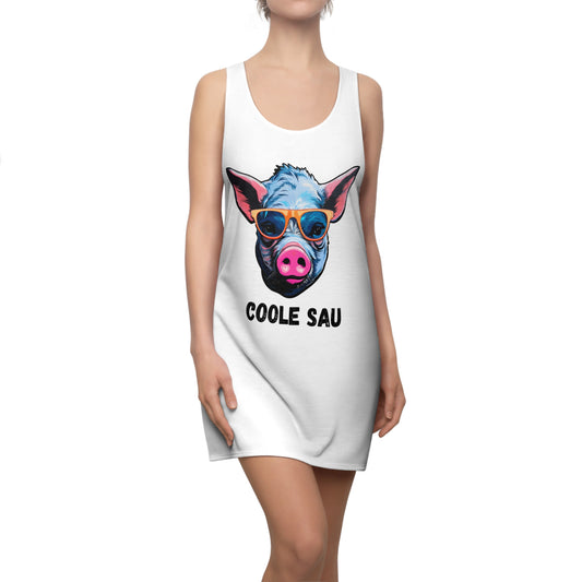 Damen Kleid Coole Sau Racerback Sommer Statement Fun