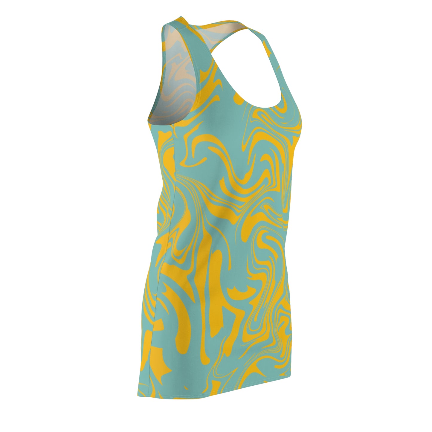 Aqua Gelb Marmor Racerback Kleid – Trendige Sommer Damenmode