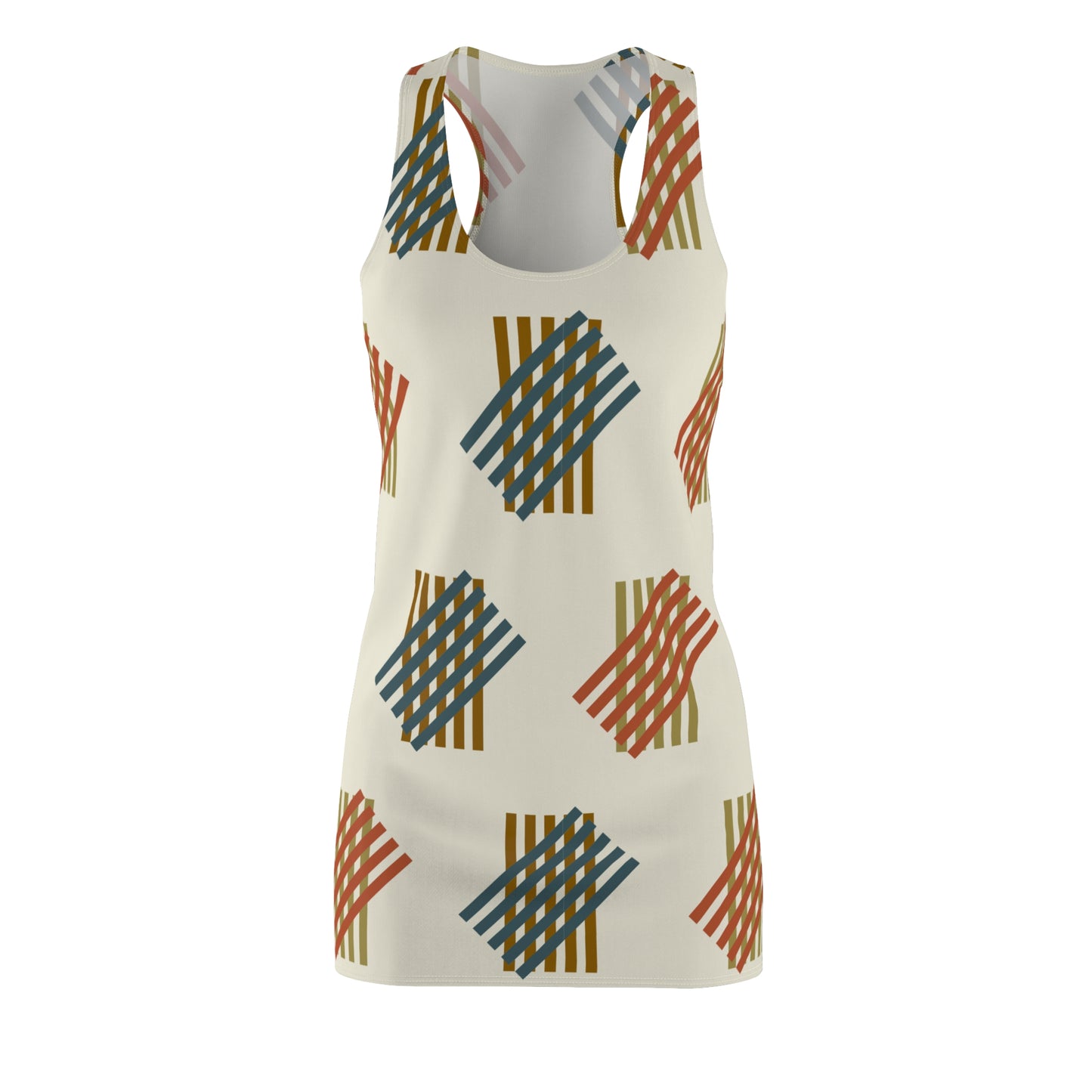 Retro Geometrie Racerback Kleid – Modernes Sommerkleid