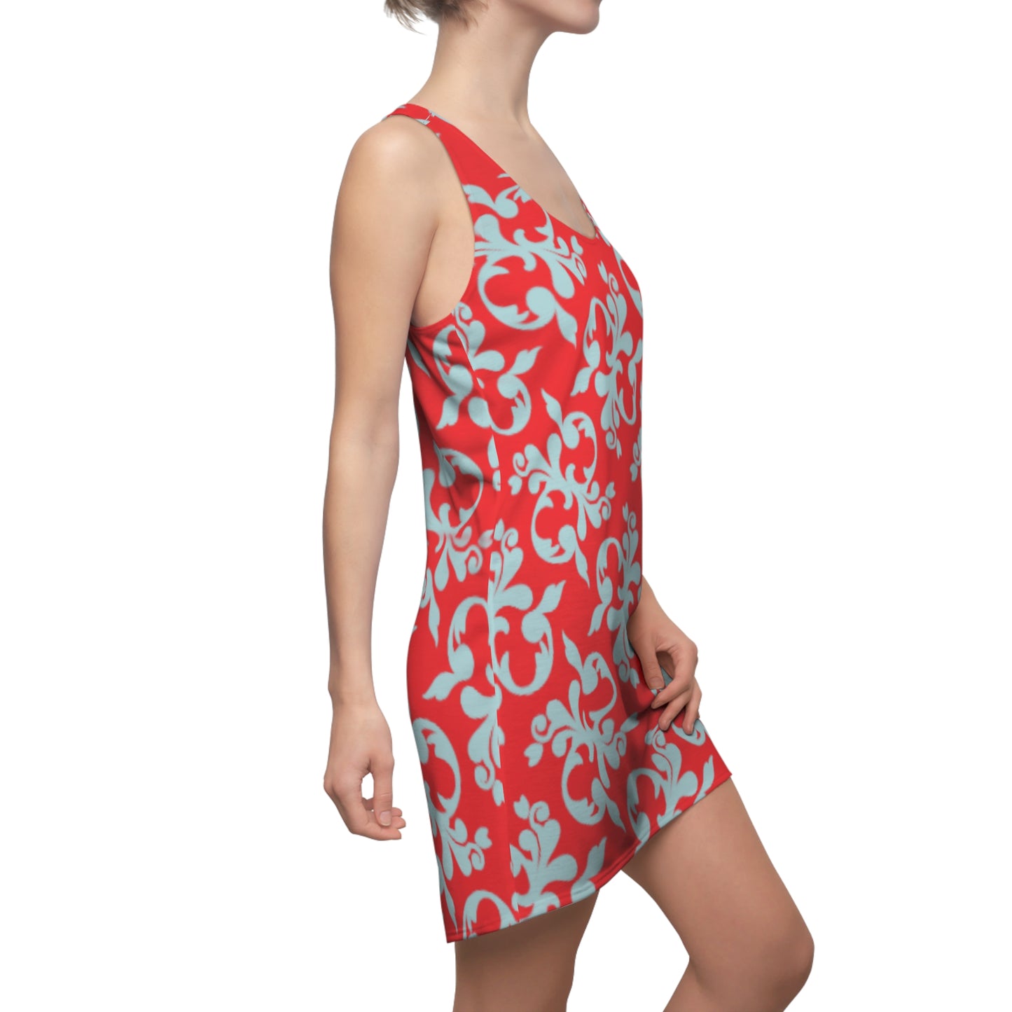 Rot Türkis Floral Racerback Kleid – Sommer Damenmode