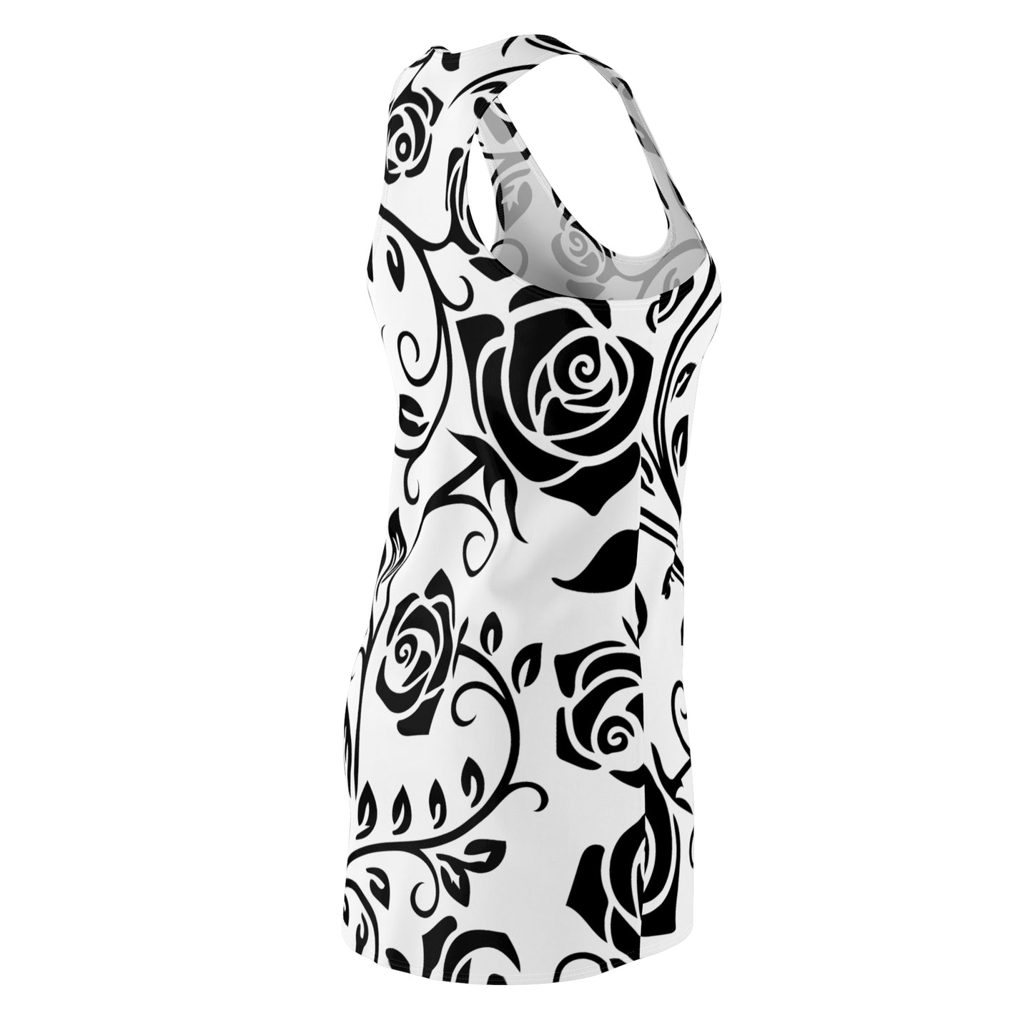 Floral Elegance Racerback Kleid – Rosenornament, Sommer & Freizeit