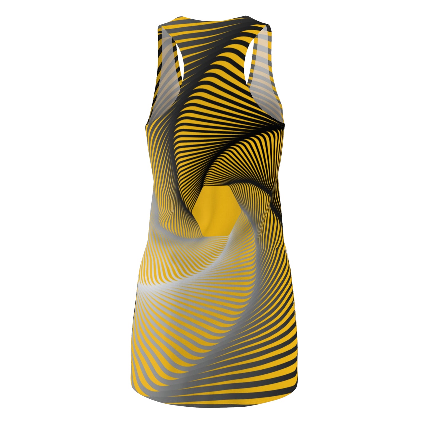 Schwarz Gelb Spirale Racerback Kleid – Stilvolles Sommerkleid