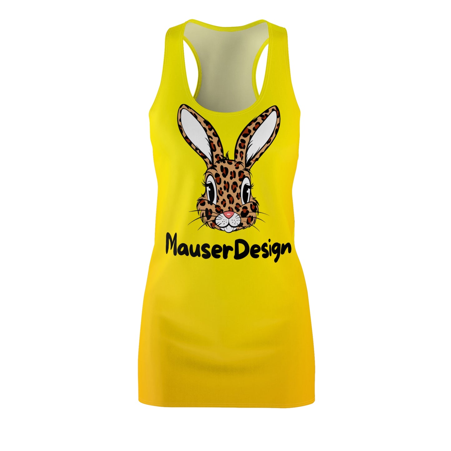 Leopard Hase Racerback Kleid – Gelbes Sommerkleid