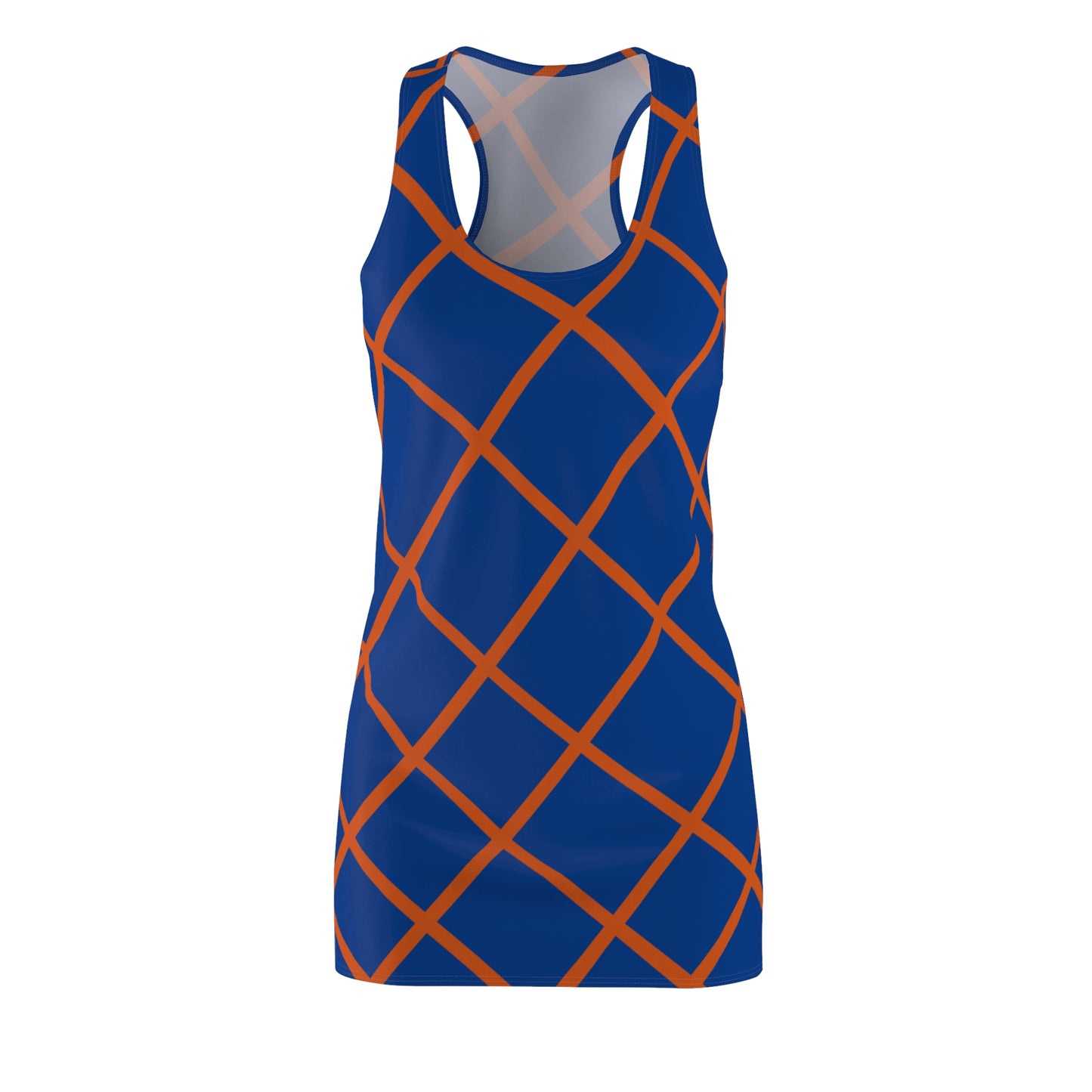 Blau Orange Karo Racerback Kleid – Elegantes Sommerkleid