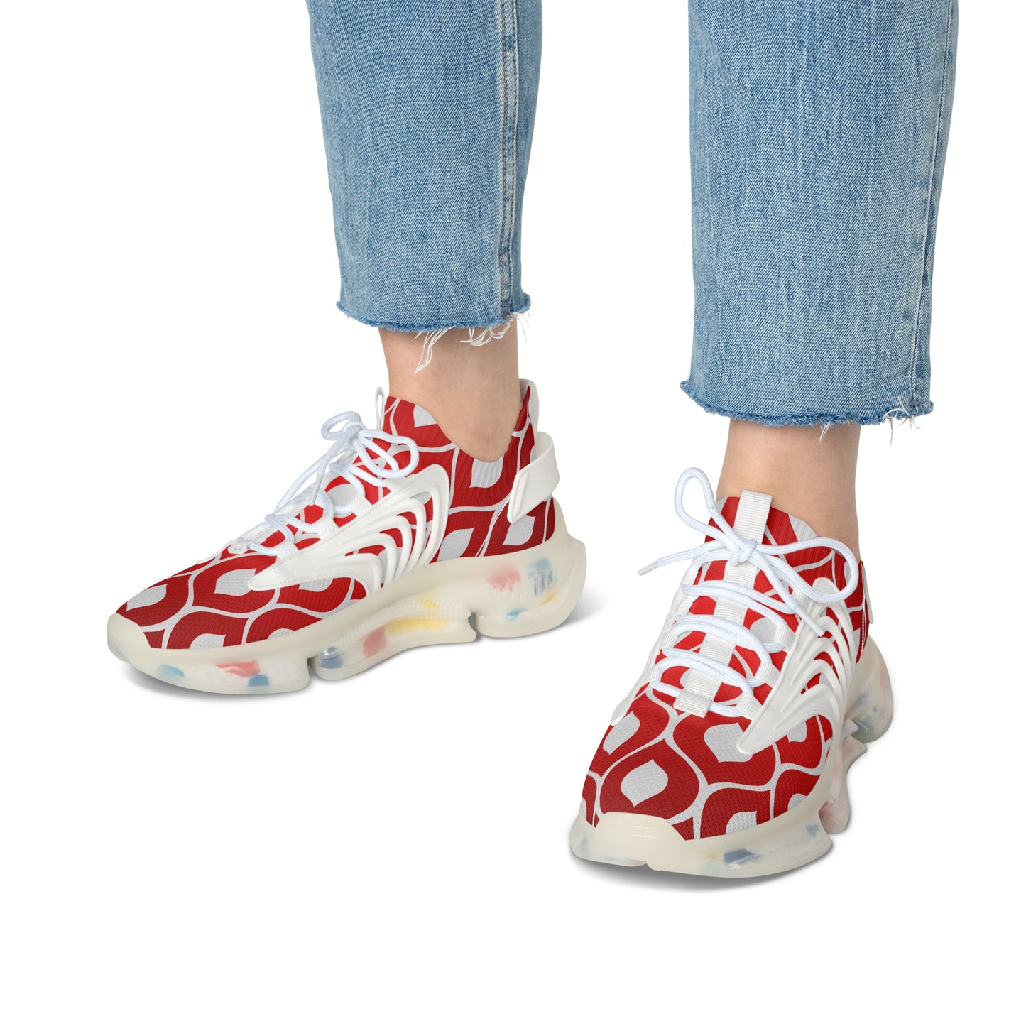 Damen Sneaker Rot Herz Mesh Atmungsaktiv Bequeme Turnschuhe