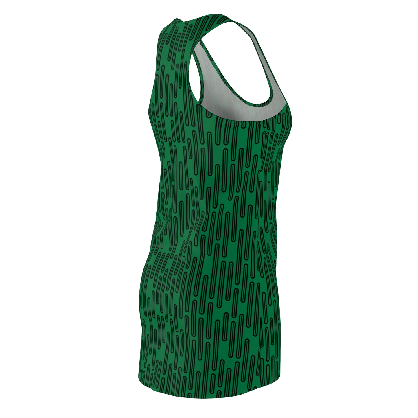 Vertikal Muster Racerback Kleid – Schwarz Grün Damenmode