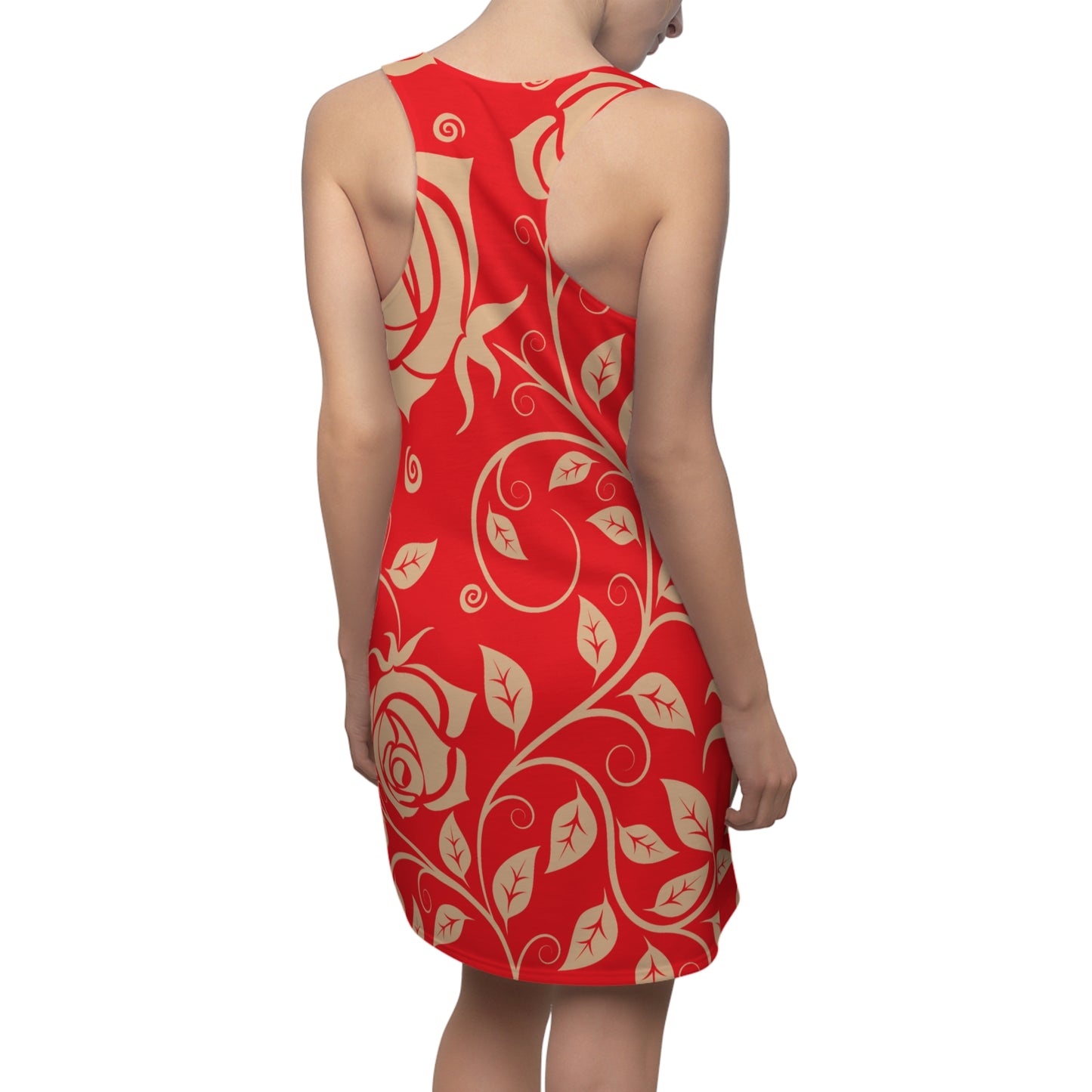 Floral Racerback Kleid Rose – Elegant in Beige & Rot