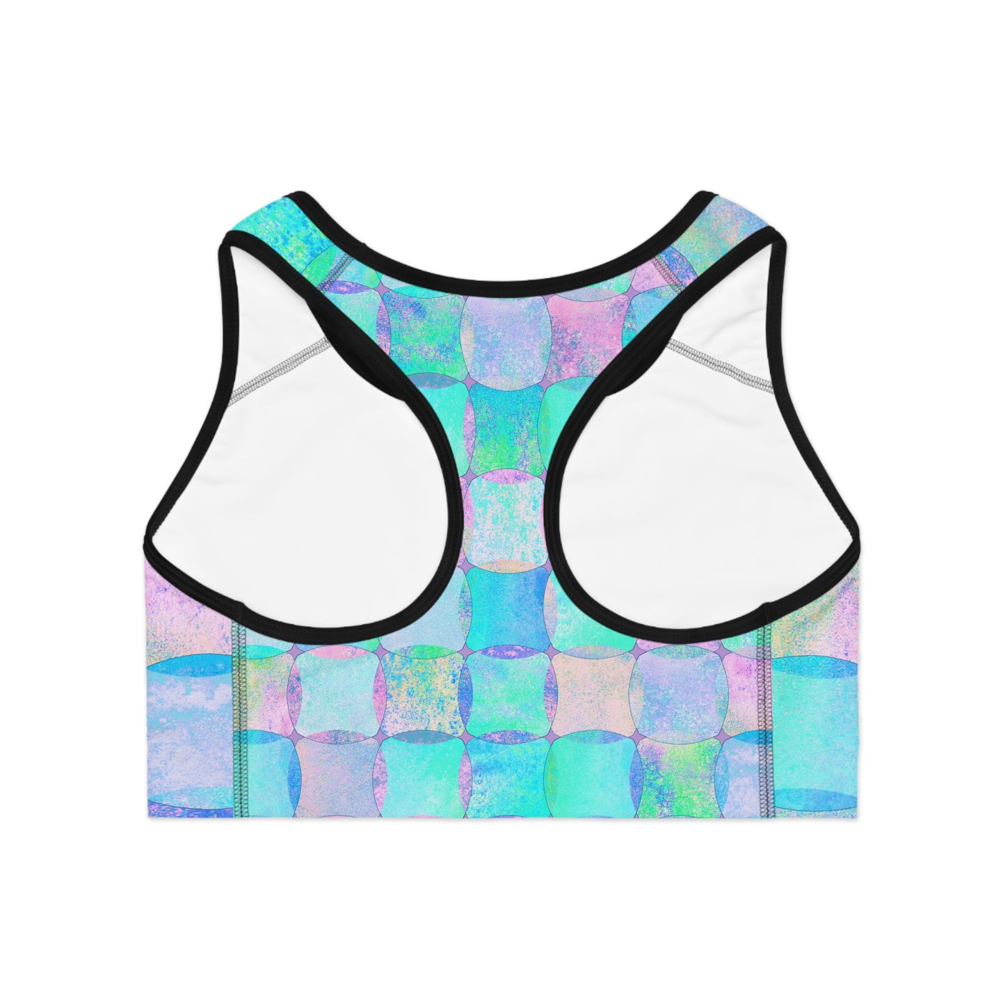 Damen Sport BH Buntes Muster Atmungsaktiv Yoga Fitness Workout Top