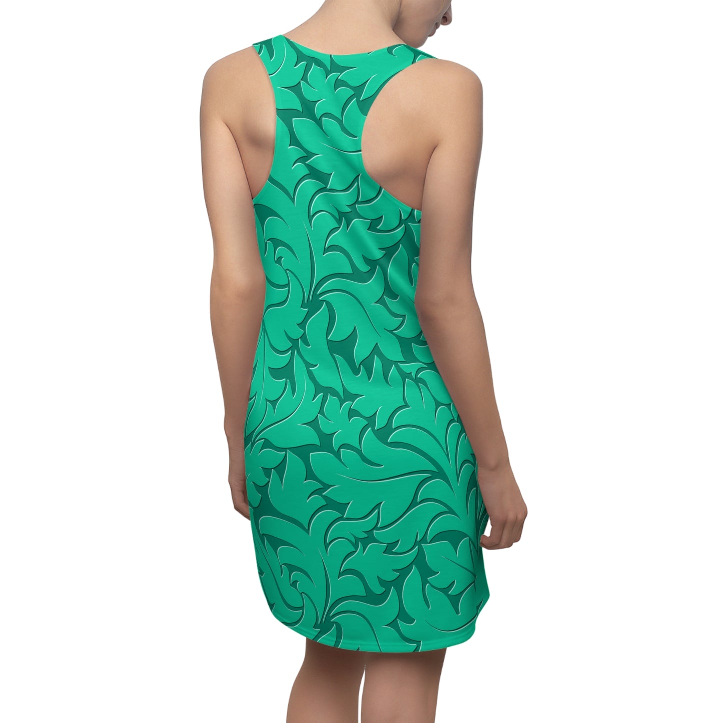 Racerback Damenkleid Sommer – Florales Blattmuster, modern & bequem