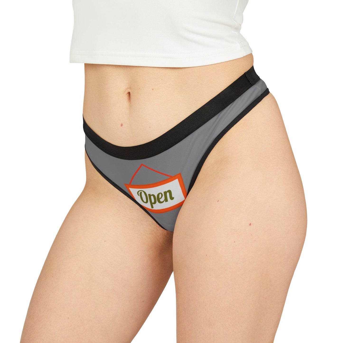 Grauer Damen Thong Unterwäsche Open Print Atmungsaktiv Bequemer Slip