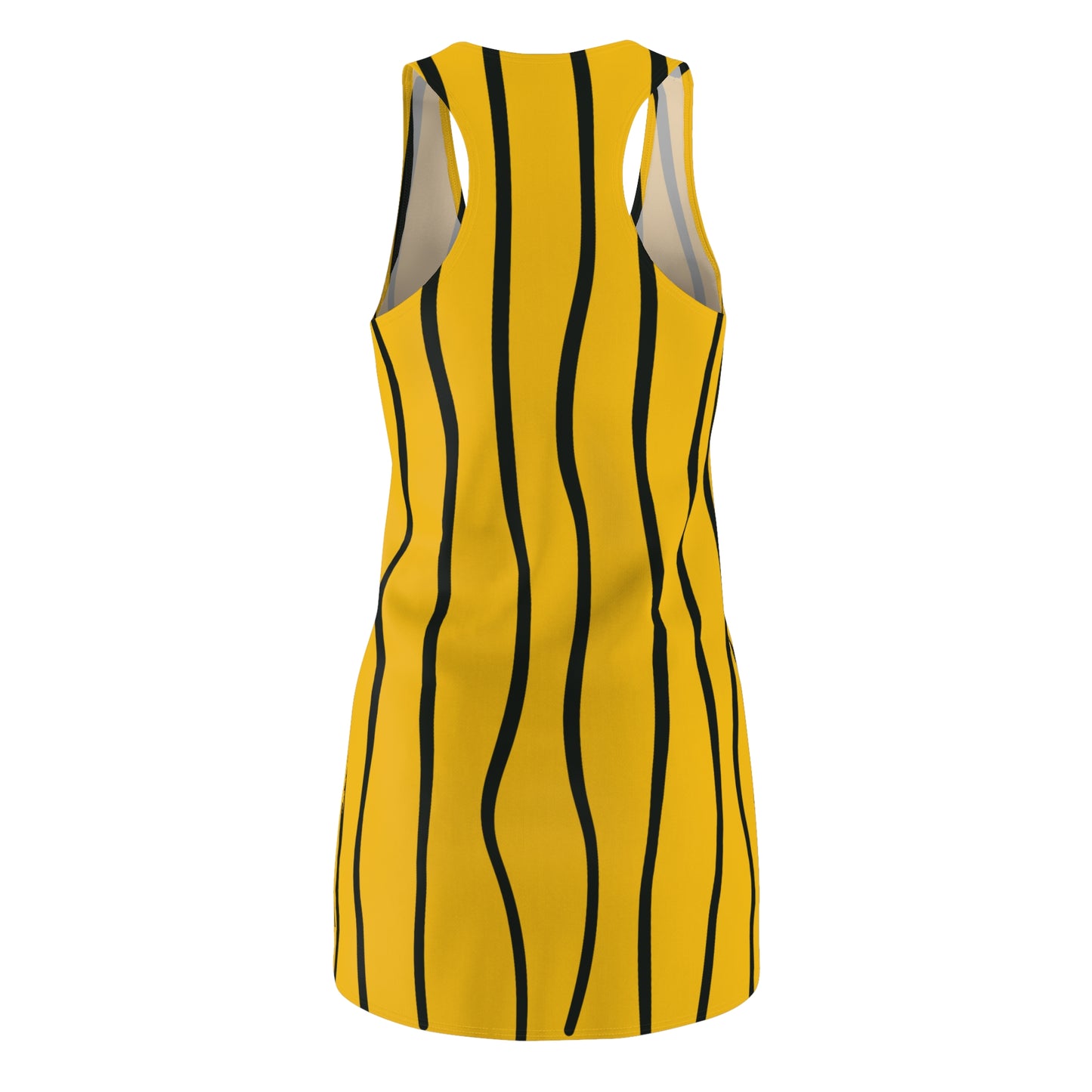 Gelb Schwarz Wellen Racerback Kleid – Modernes Sommerkleid