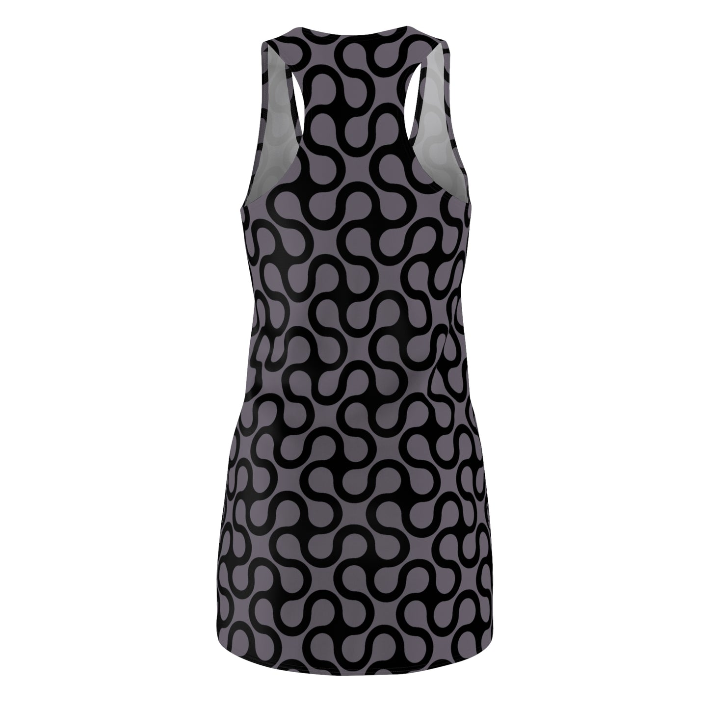 Schwarzes Damen Kleid Abstrakt Grau Weiss Racerback Sommer Casual