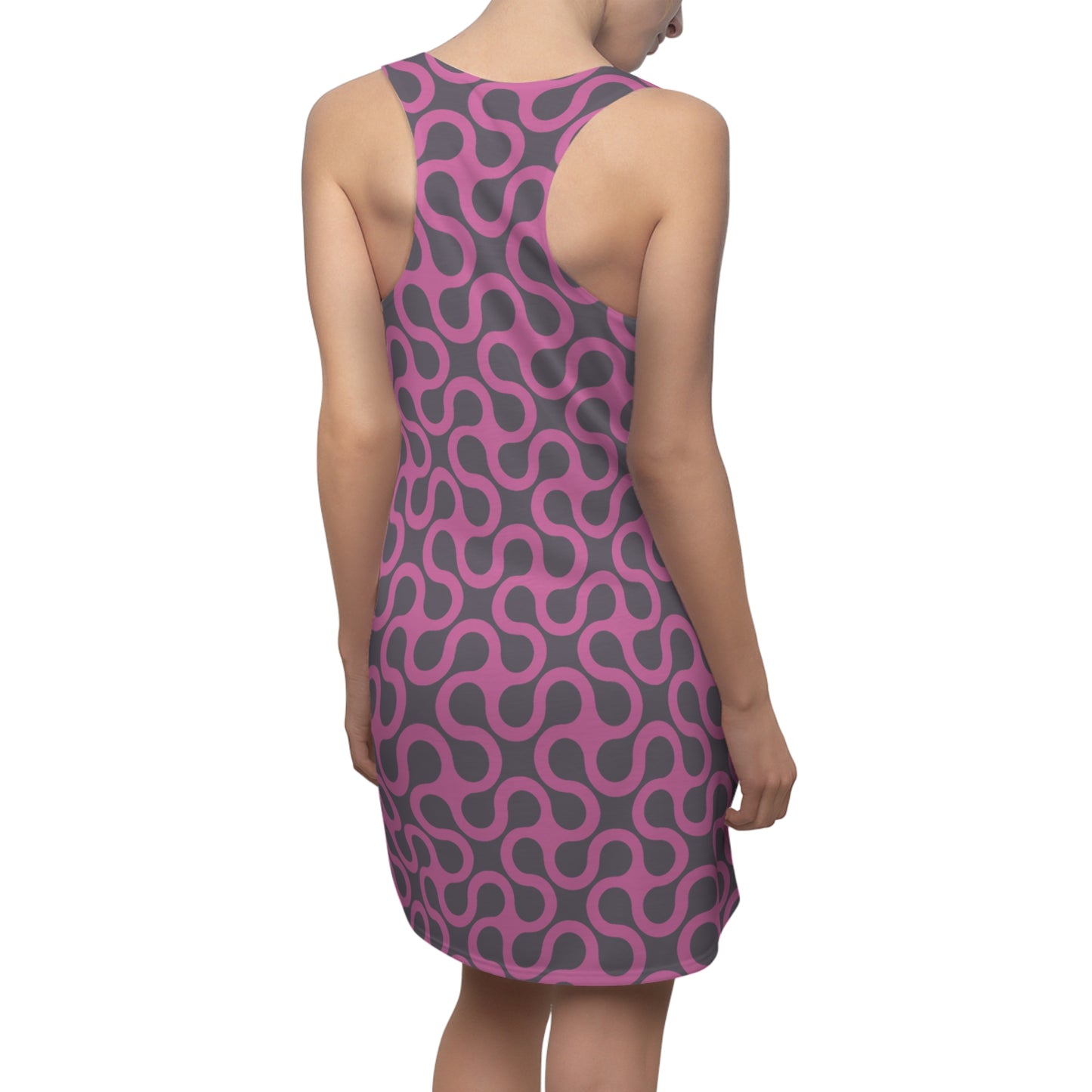 Rosanes Damen Kleid Abstrakt Grau Racerback Sommer Casual