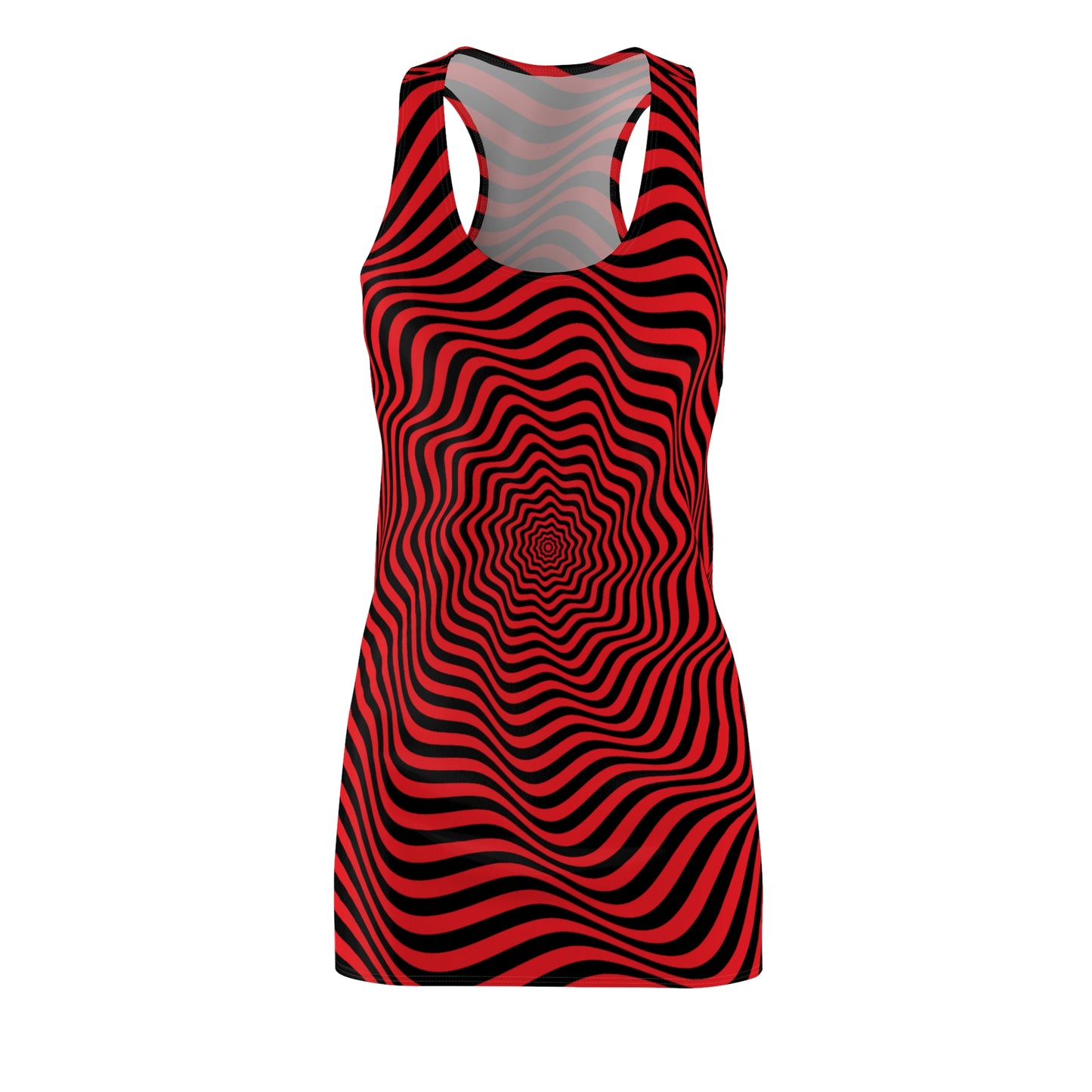 Optical Illusion Racerback Kleid – Schwarz Rot Design