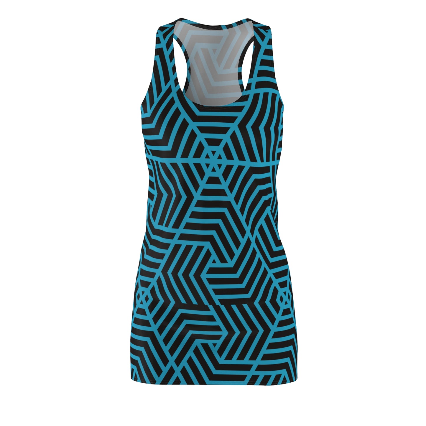 Racerback Kleid Damen – Türkis Sommerkleid mit geometrischem Muster