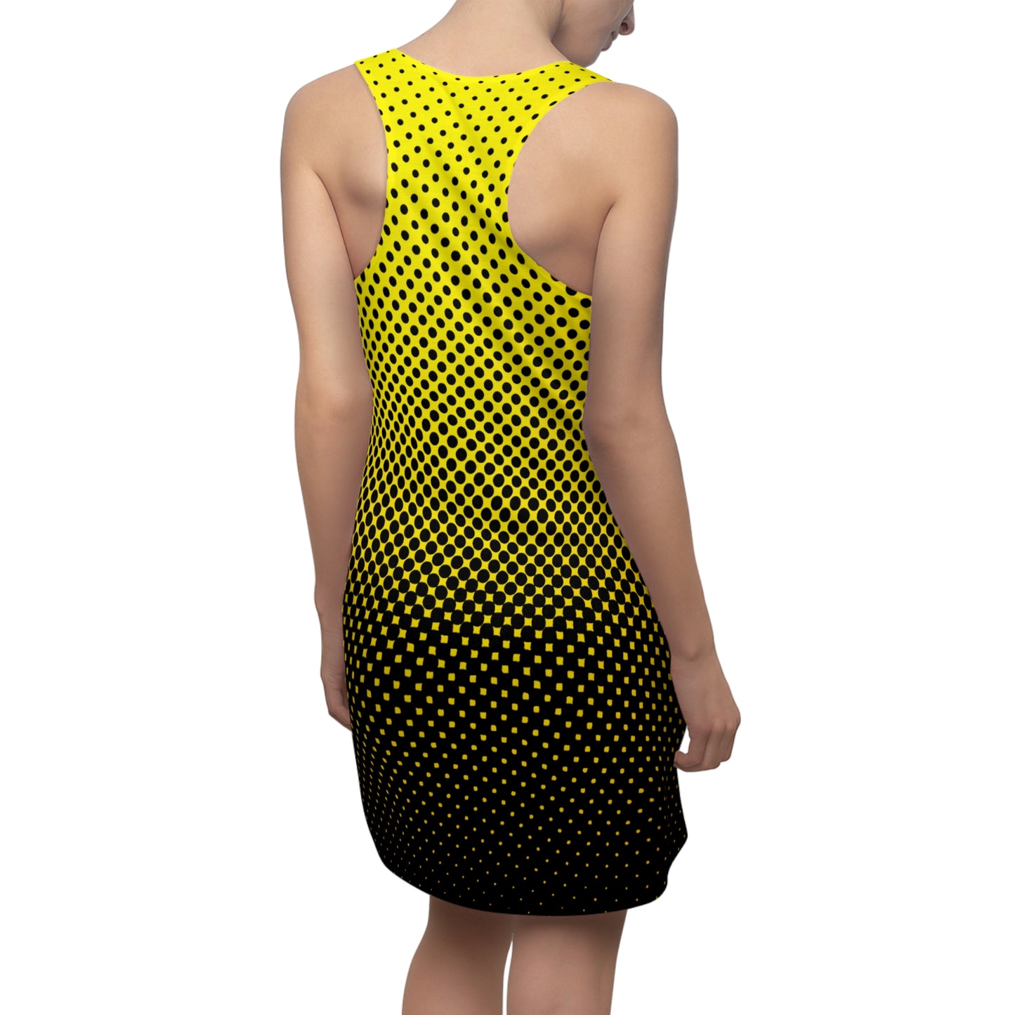 Gelbes Racerback Kleid – Modernes Sommerkleid mit Punktverlauf