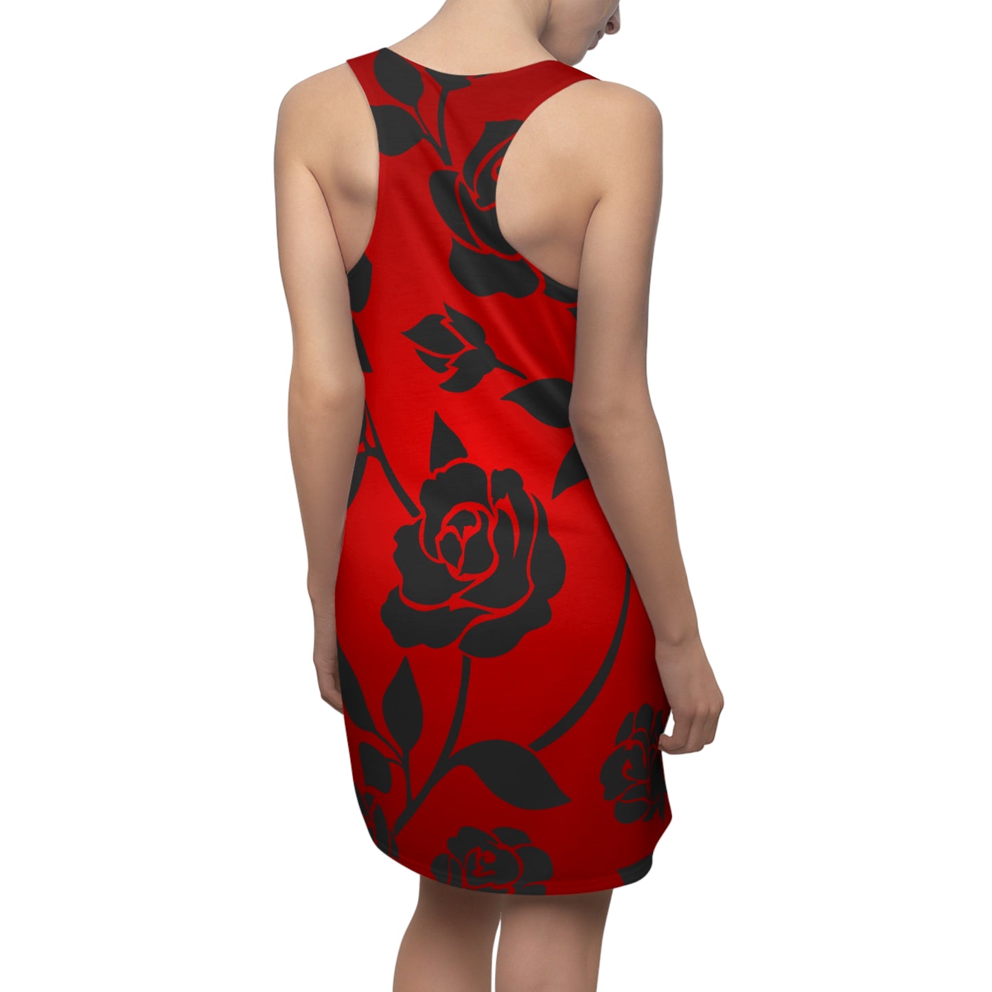 Rot Rosen Blumen Racerback Kleid – Elegantes Sommerkleid