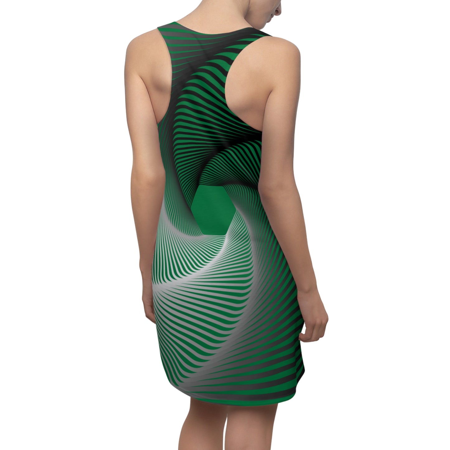 Schwarz Grün Spirale Racerback Kleid – Stilvolles Sommerkleid