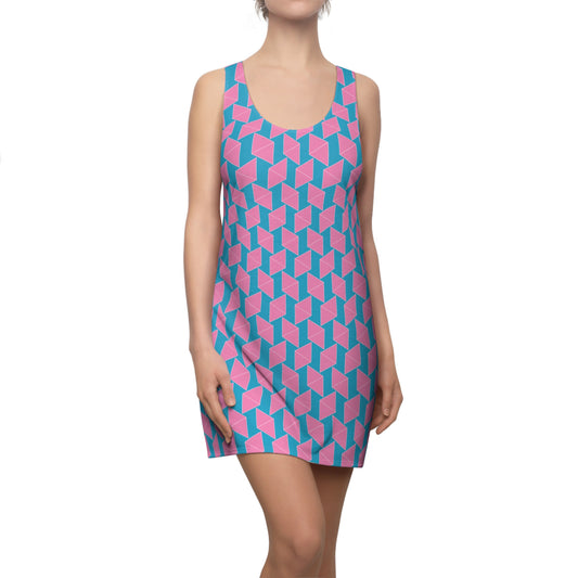 Pink Geometrie Racerback Kleid – Stylisches Sommerkleid