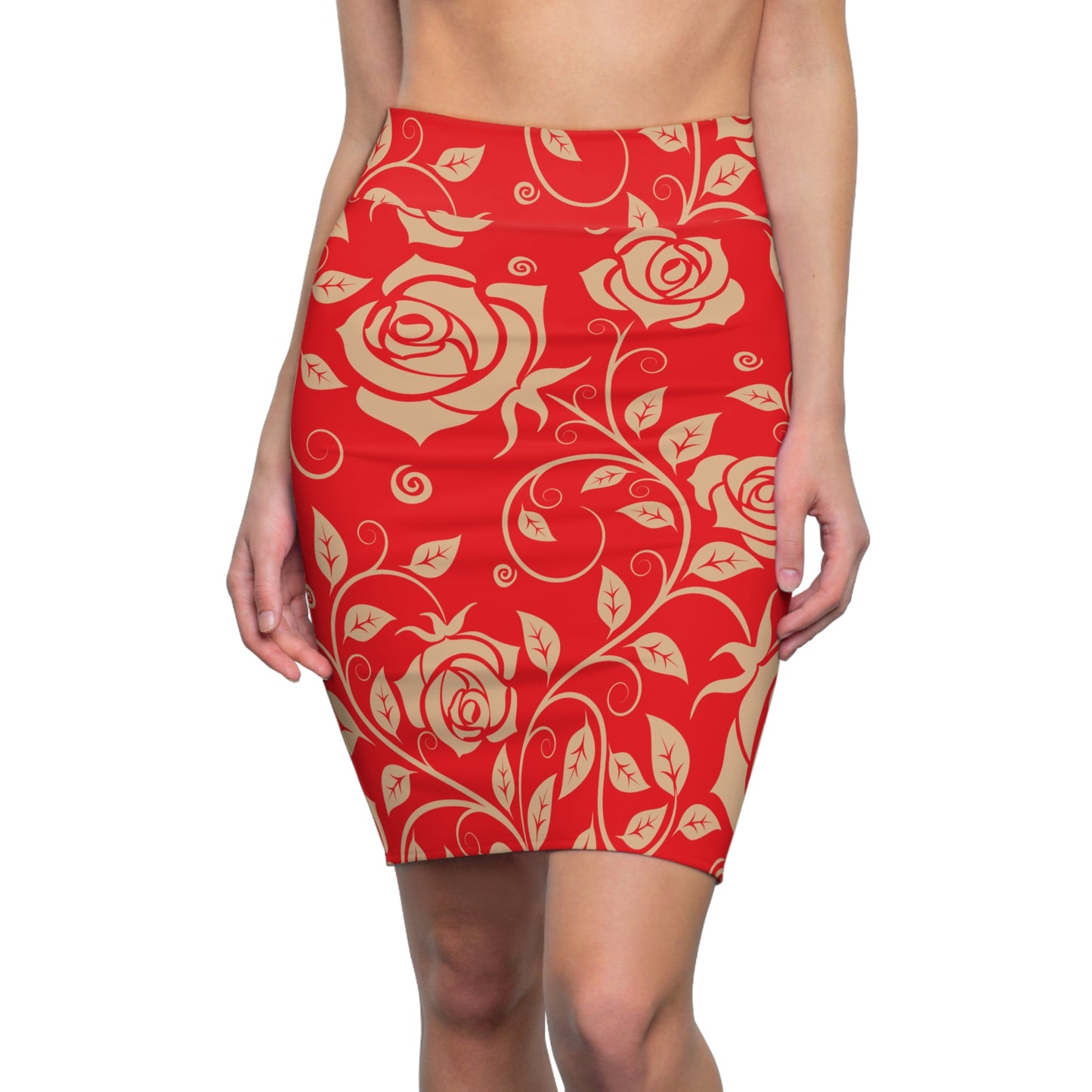 Damen Rock Floral Bleistift Elegant Business Event