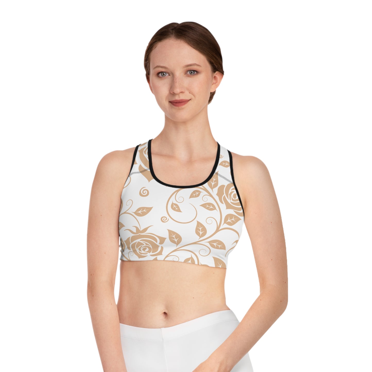Damen Sport BH Blumenmuster Elegant Fitness Yoga Freizeit