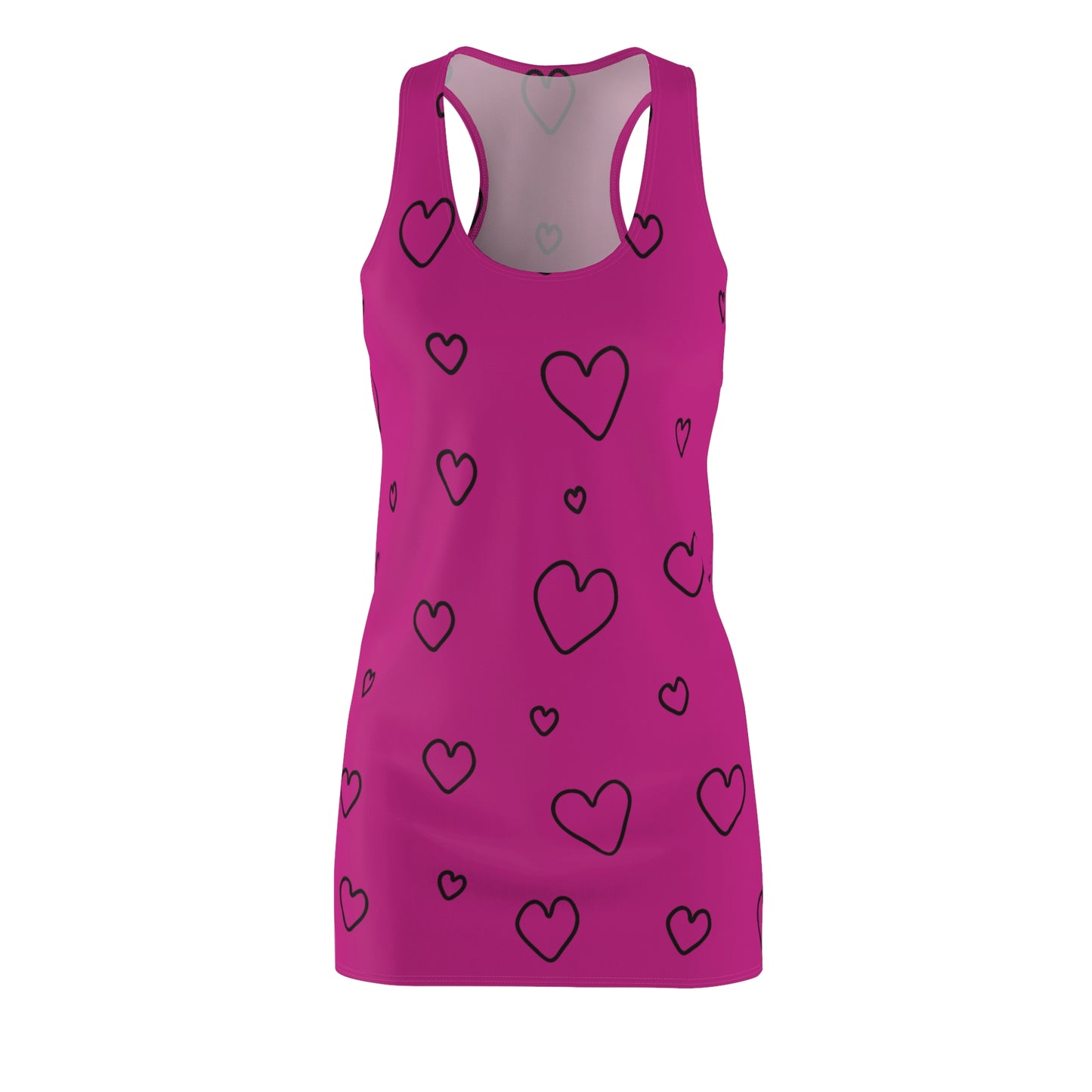 Racerback Kleid mit Herzmuster in Schwarz-Weiß – Heart Print, Cute