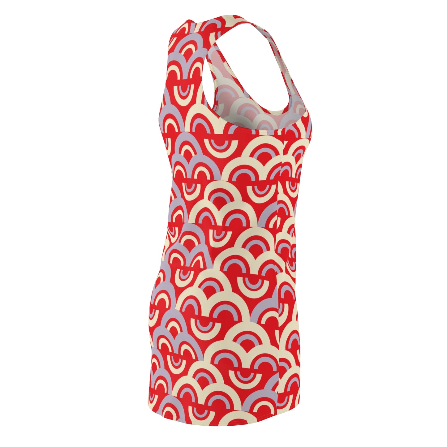 Damen Racerback Kleid rot Pastell Bogenmuster Bequemes Freizeitkleid