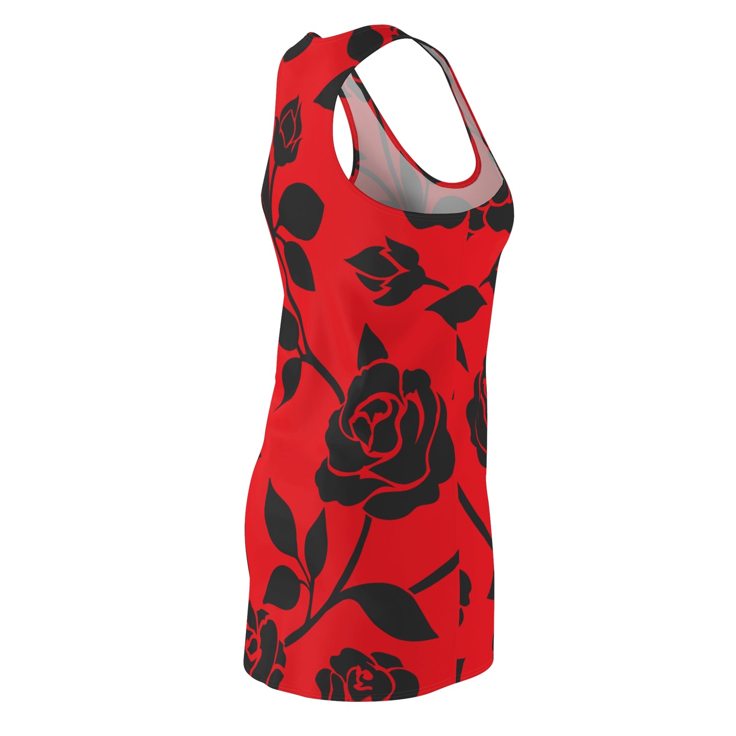 Rosen Racerback Kleid – Elegant Schwarz rot Design