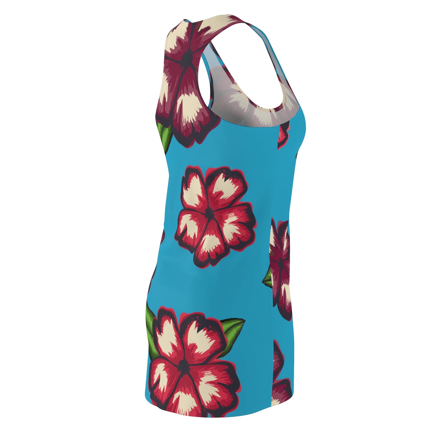 Türkises Hibiskus Racerback Kleid – Stylishes Sommerkleid