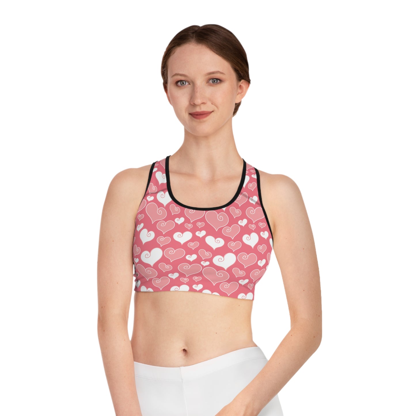 Damen Sport BH Herzmuster Atmungsaktiv Yoga Fitness Workout Top