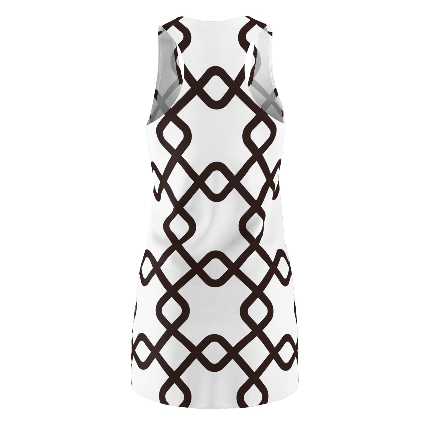 Damen Racerback Kleid Weiß mit schwarzem Muster – Sommer Freizeitkleid