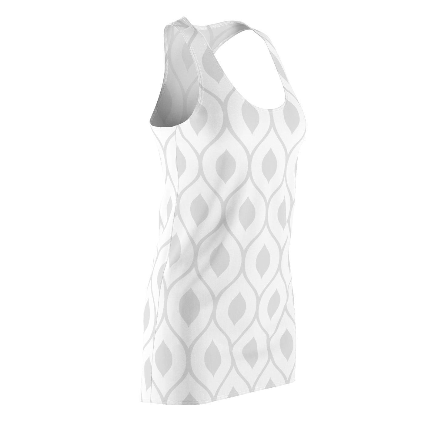 Weiß Grau Geometrie Racerback Kleid – Stilvolles Sommerkleid