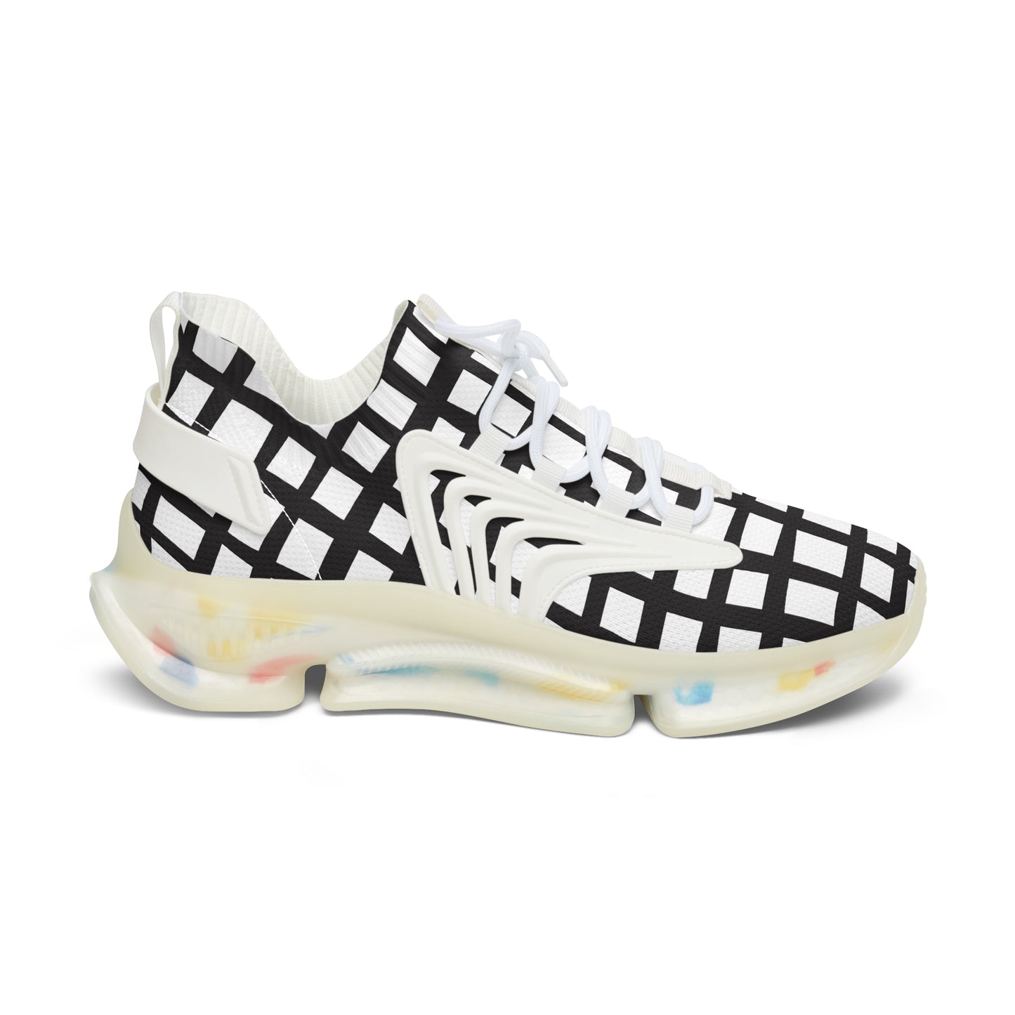 Damen Sneaker Schwarz Weiß Modern Linienmuster Atmungsaktiv