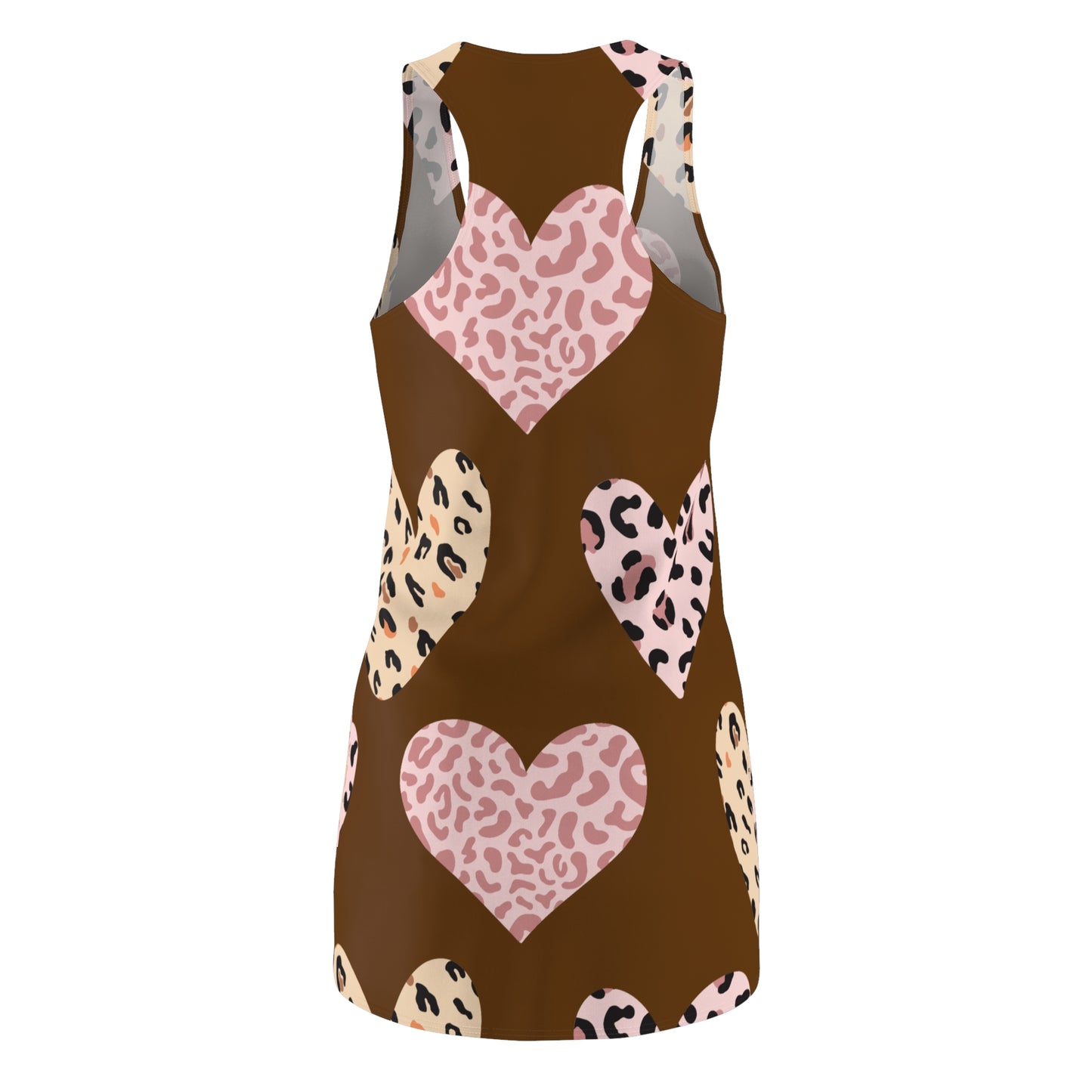 Braun Herz Leopard Racerback Kleid – Weiß Pink Sommerkleid