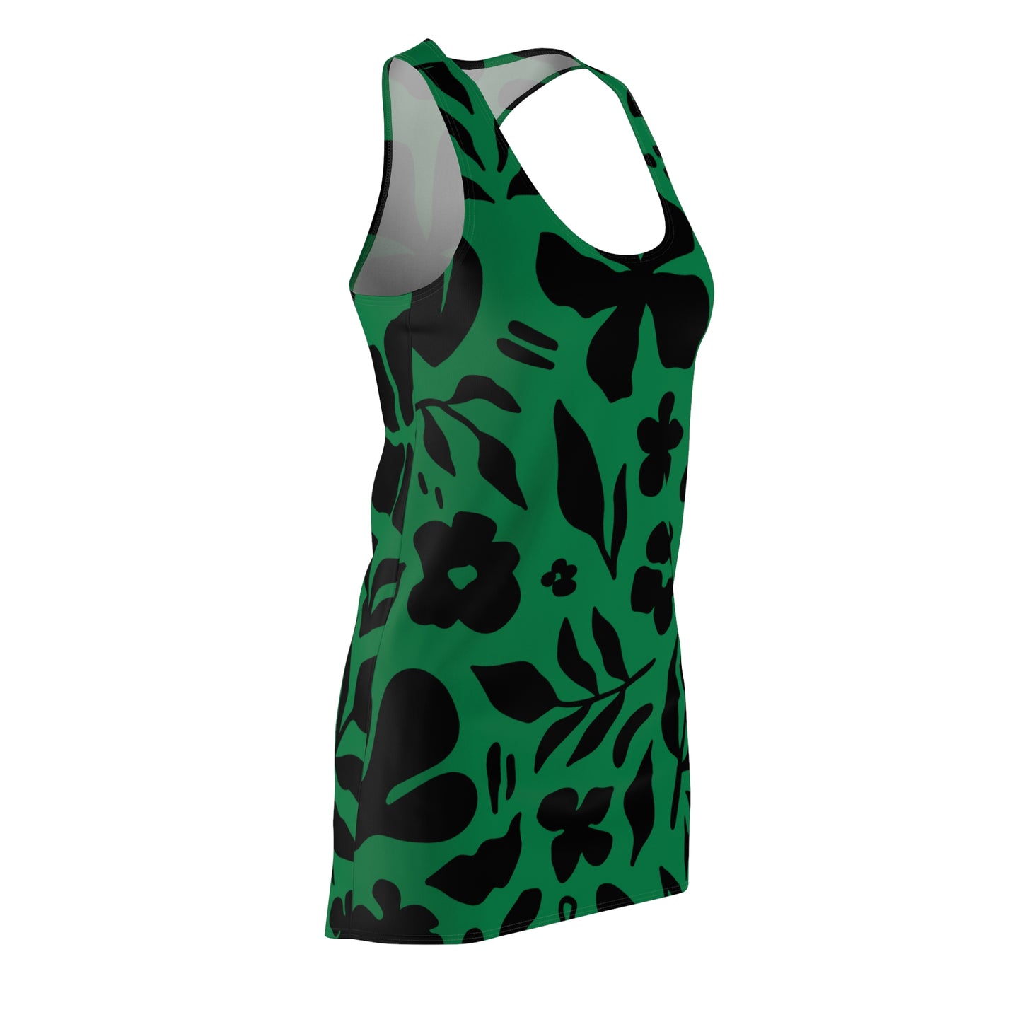 Schwarz Dunkelgrün Floral Racerback Kleid – Sommer Damenmode