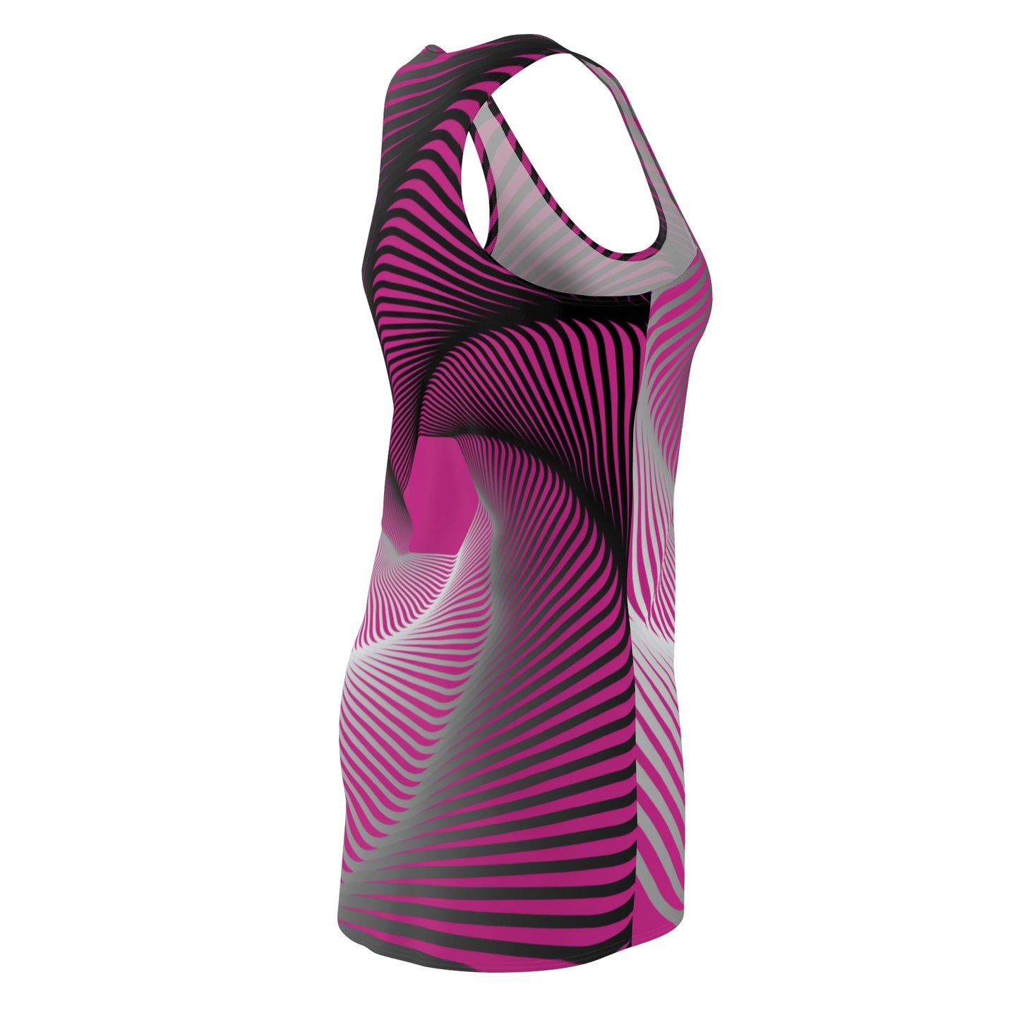 Schwarz Weiß Spirale Racerback Kleid – Stilvolles Sommerkleid pink