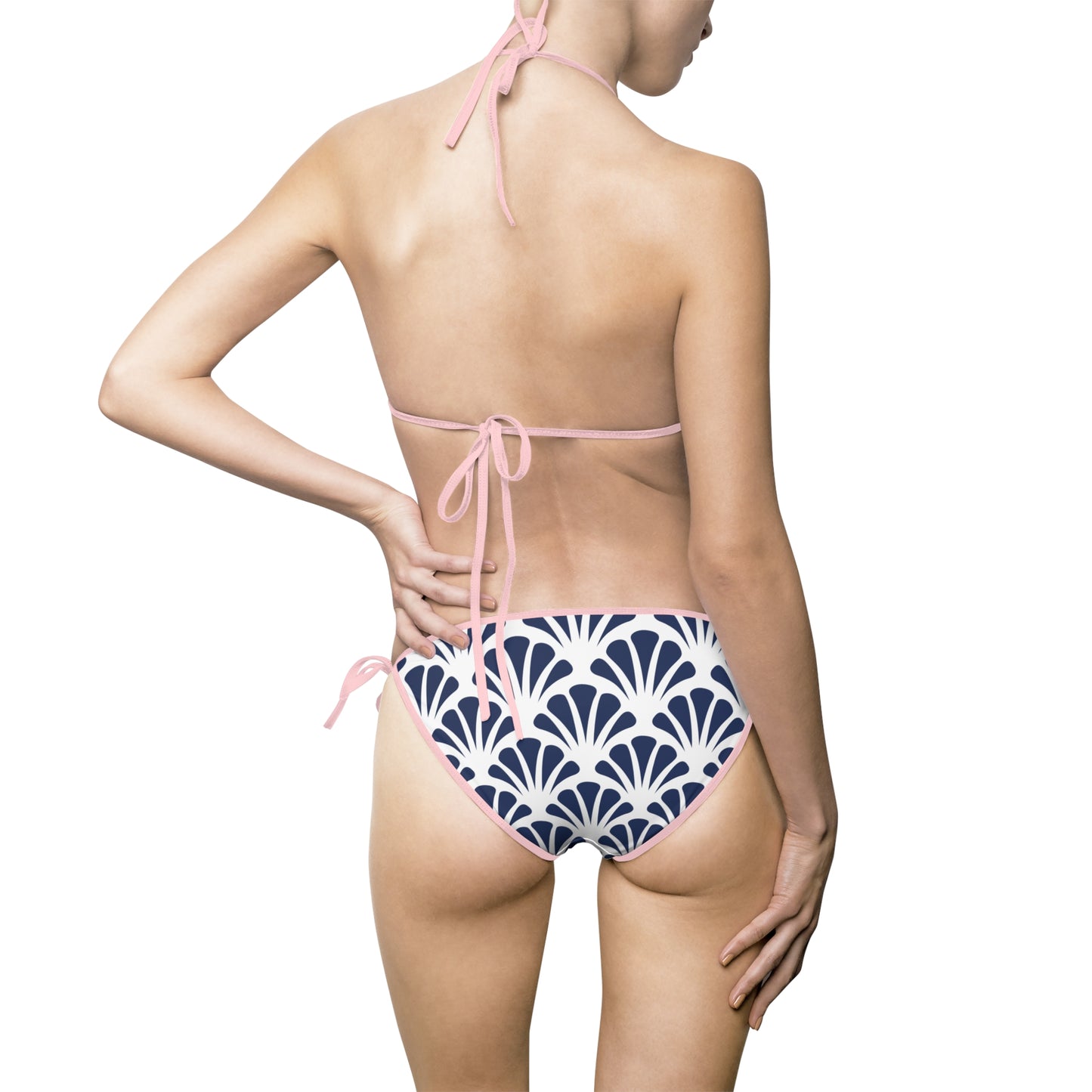Blau Muster Bikini Set – Mit Push Up