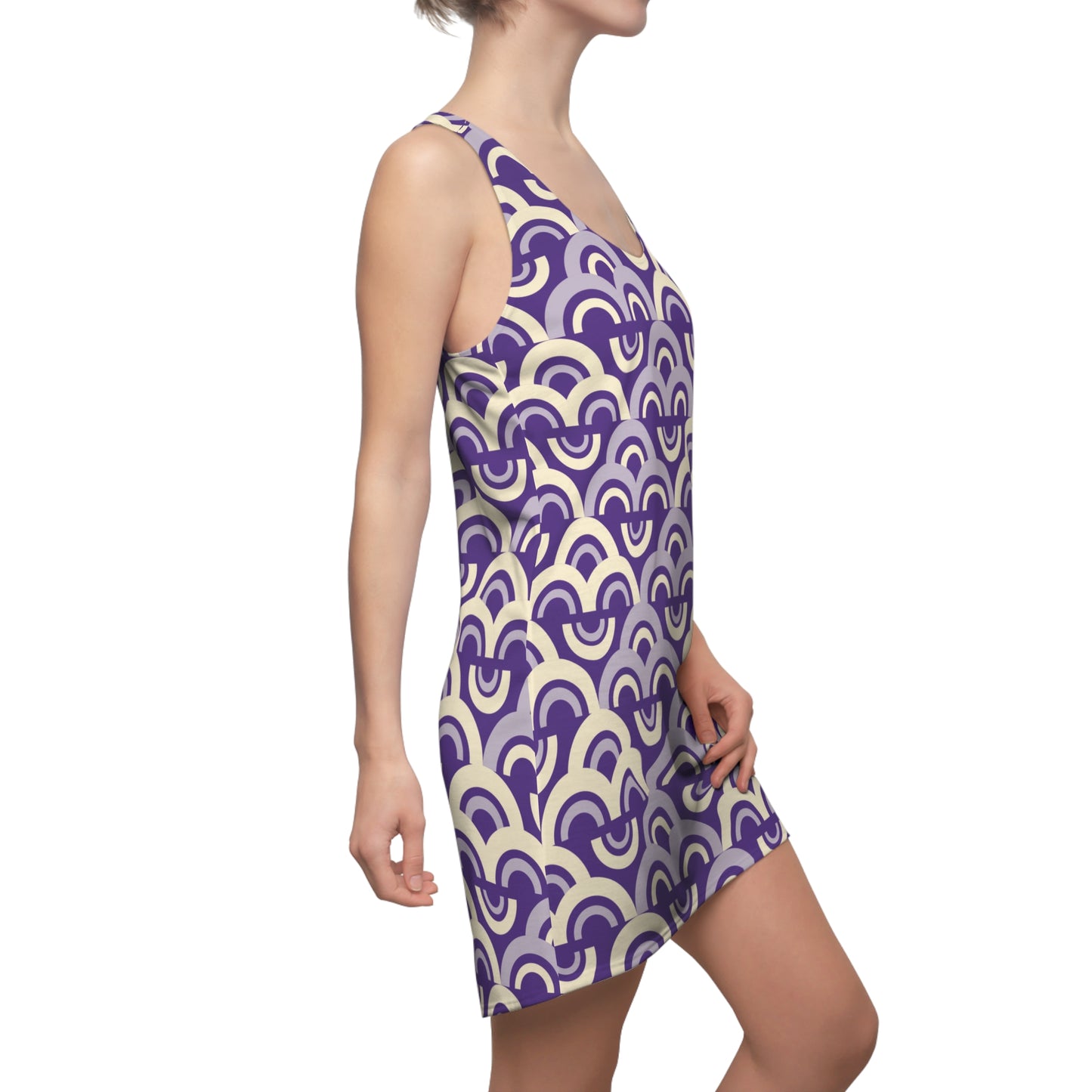 Damen Racerback Kleid Lila Pastell Bogenmuster Bequemes Freizeitkleid