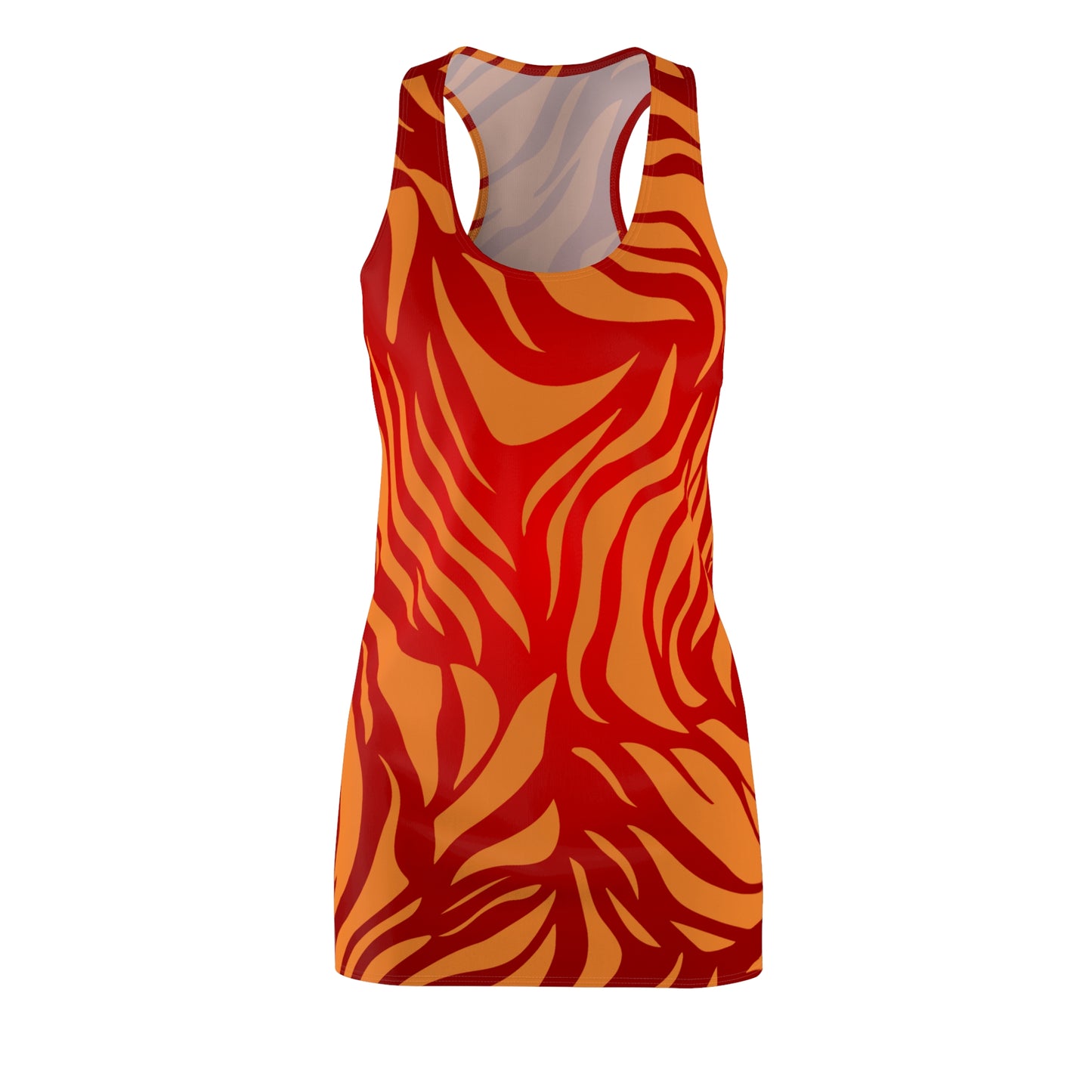 Zebra Print Racerback Kleid – Rot Orange Sommerkleid