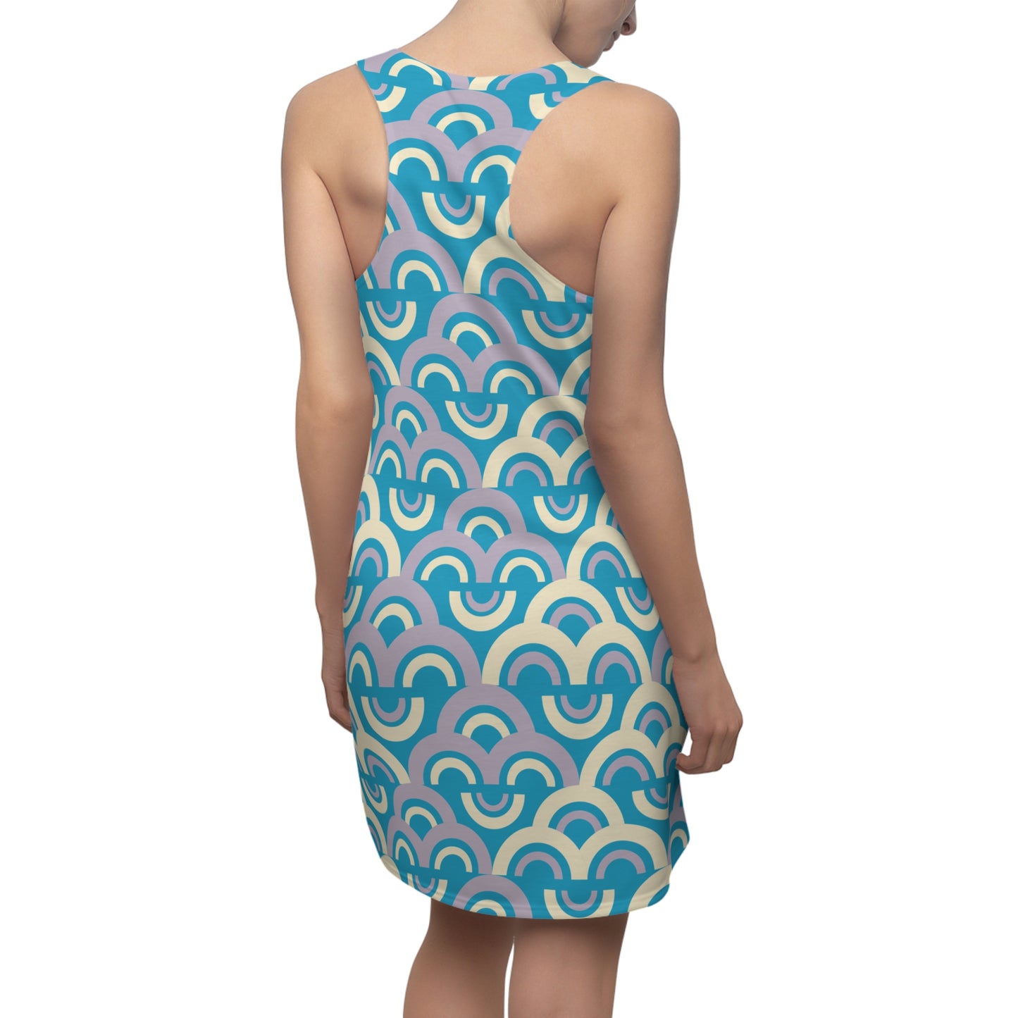 Damen Racerback Kleid Pastell Bogenmuster Bequemes Freizeitkleid
