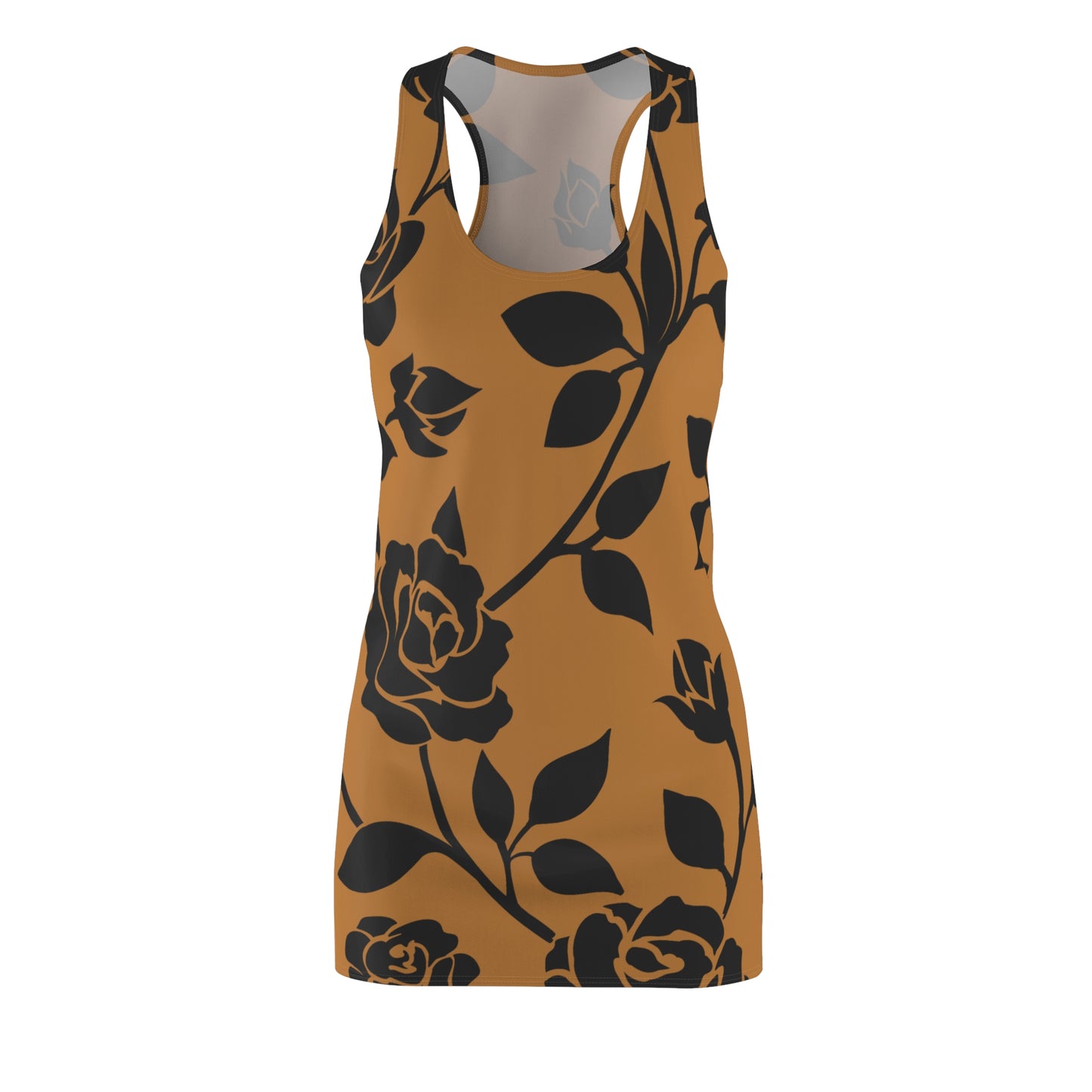 Rosen Racerback Kleid – Elegant Schwarz Braun Design