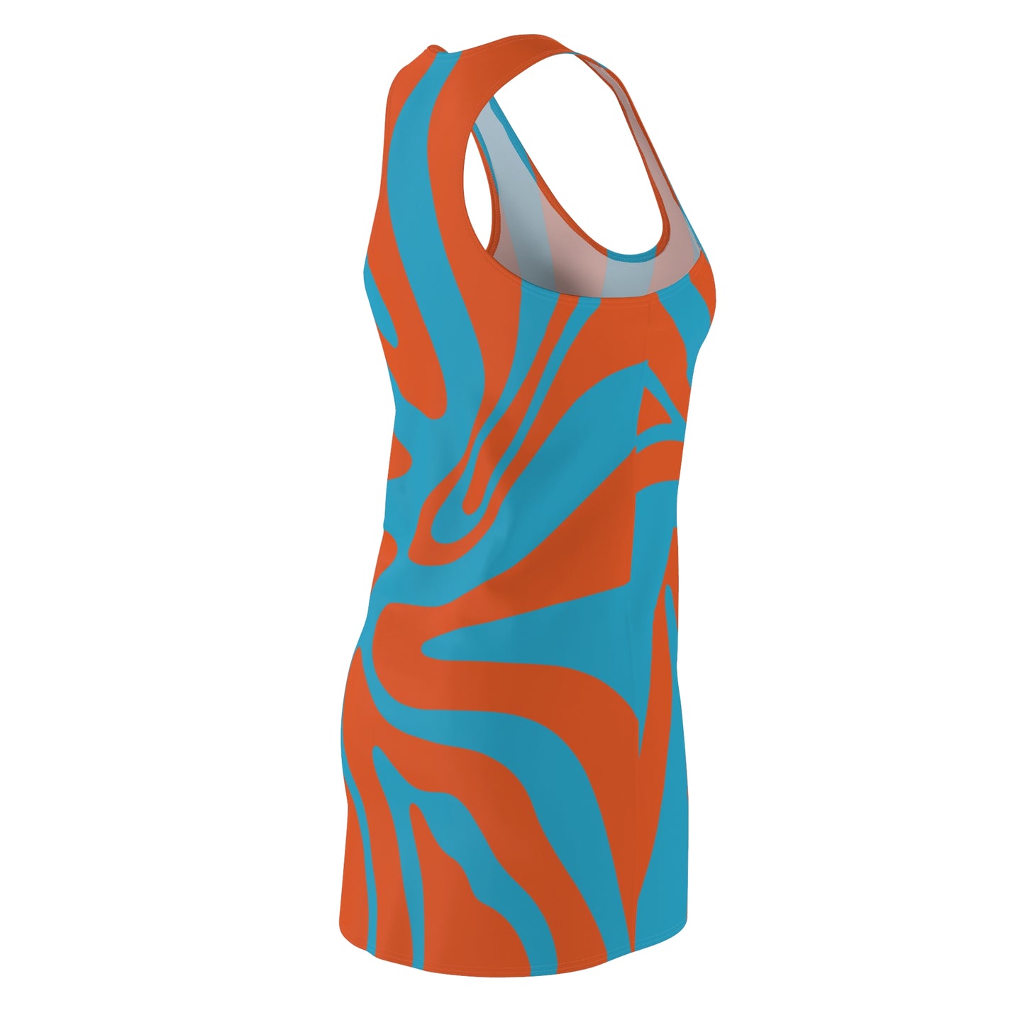 Türkises Damen Kleid Swirl Muster Racerback Sommer Bohemian Beach