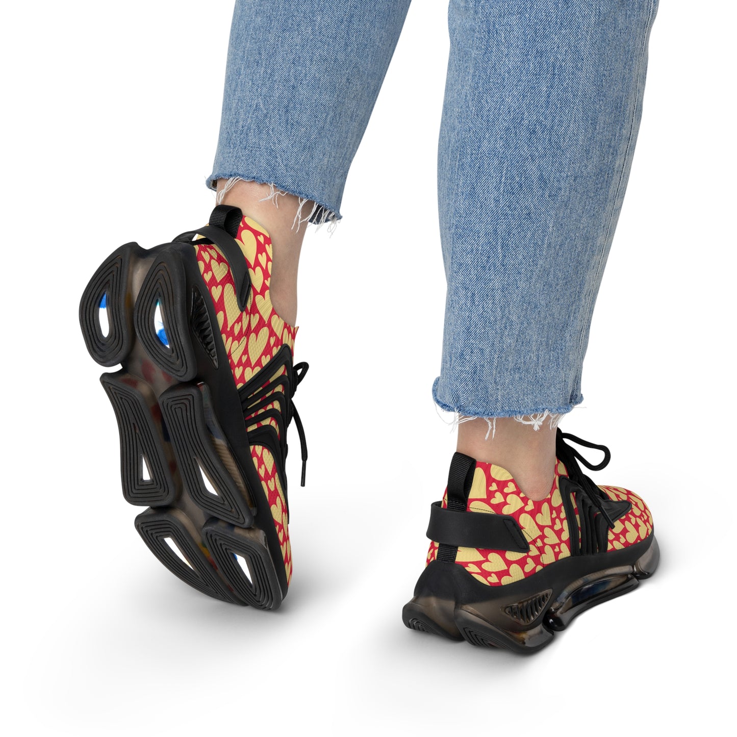 Damen Sneaker mit Herzmuster – Stylische Sportschuhe