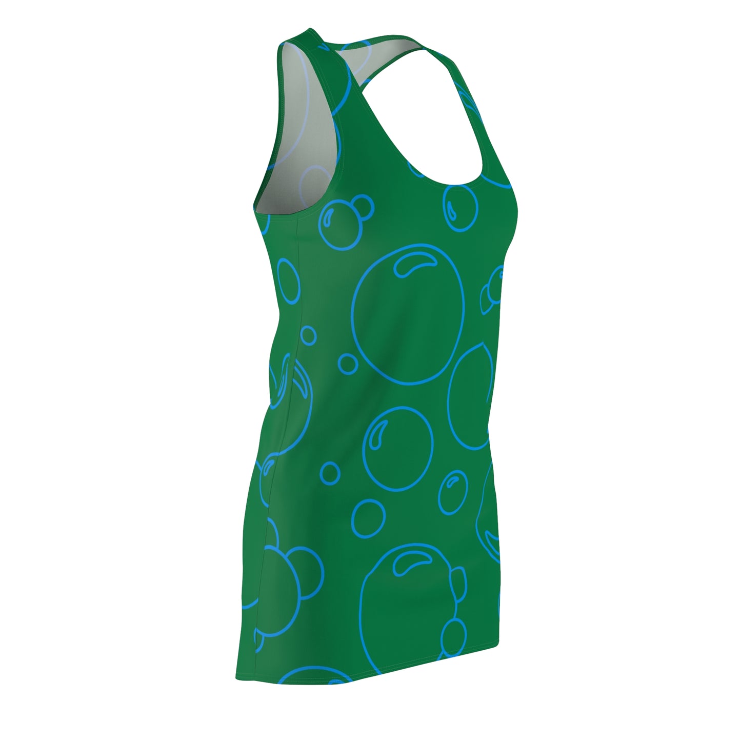 Bubble Print Racerback Kleid – Grün Blau Sommerkleid