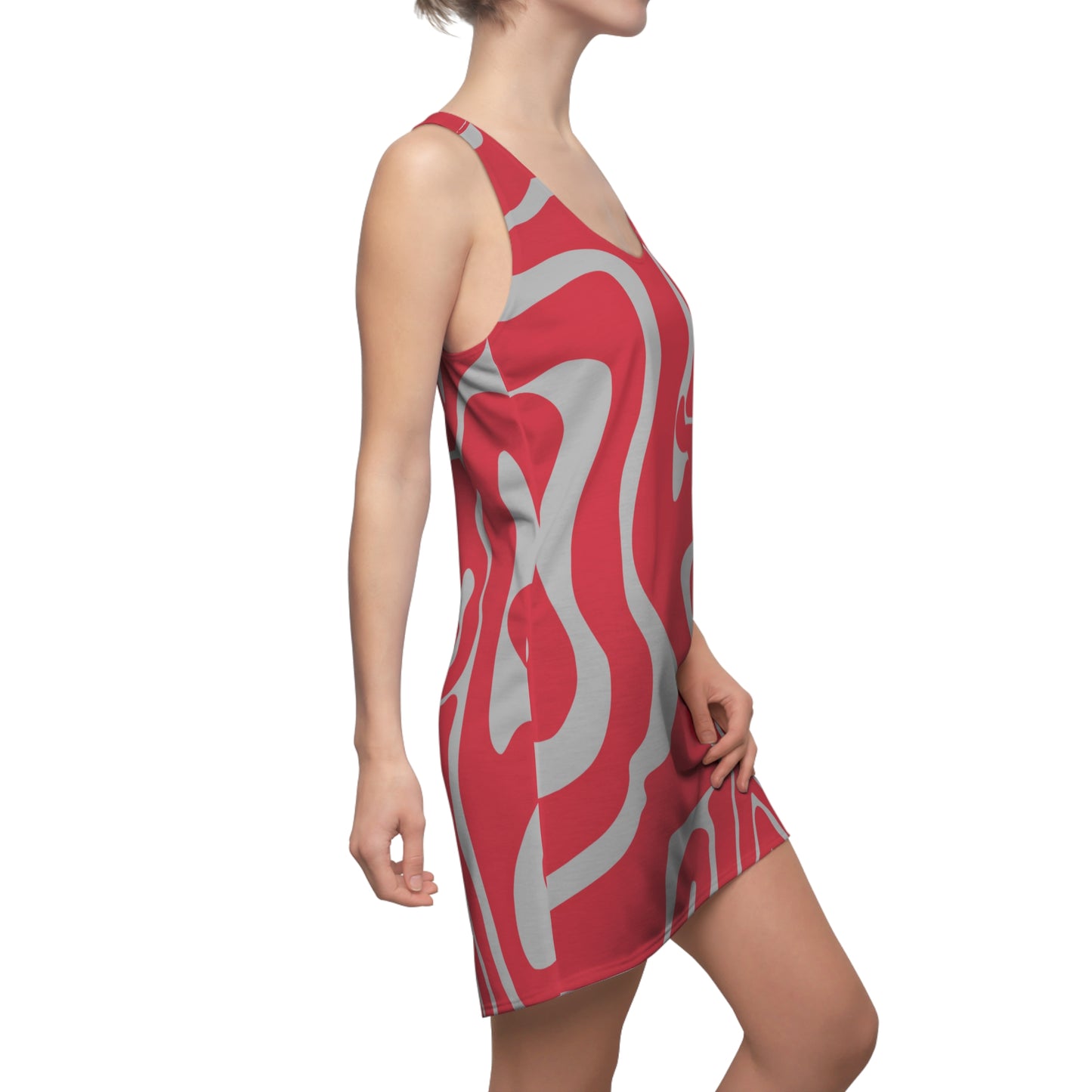 Rot Swirl Racerback Kleid – Abstraktes Sommerkleid