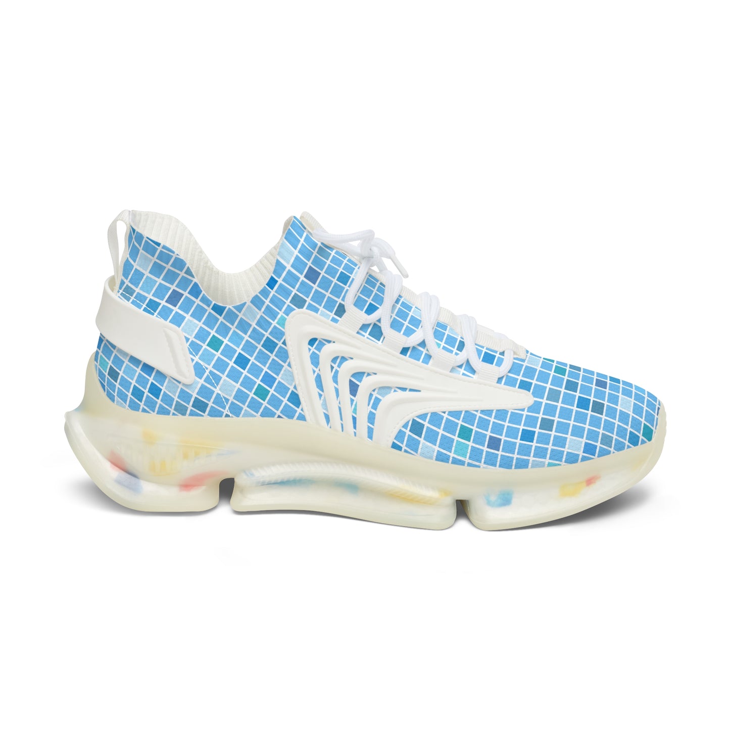Blaue Damen Sneaker – Trendige Sportschuhe mit modernem Karomuster