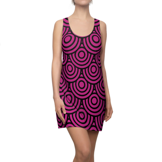 Pinkes Kreis Muster Racerback Kleid – Modern & Stilvoll