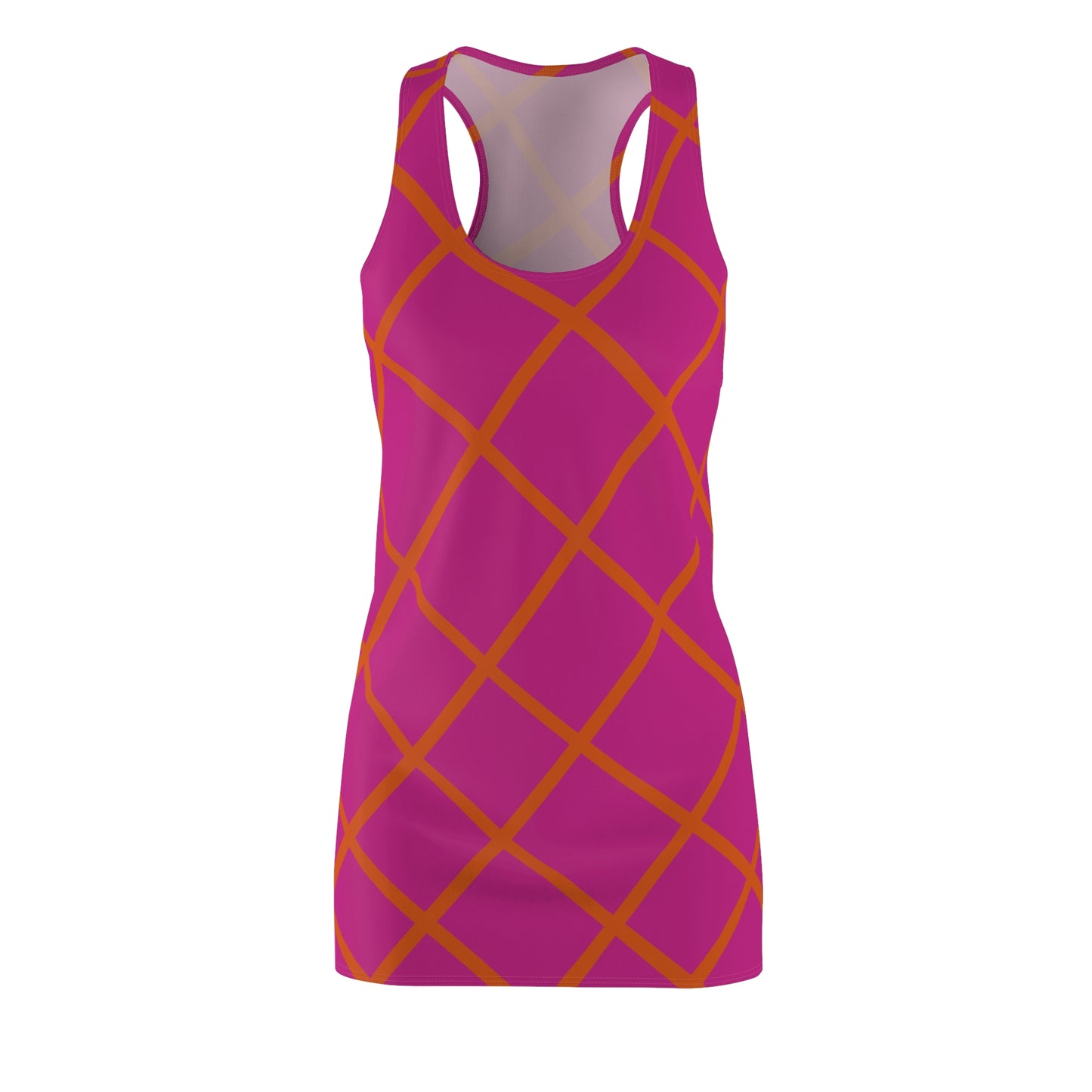 Pink Orange Karo Racerback Kleid – Elegantes Sommerkleid