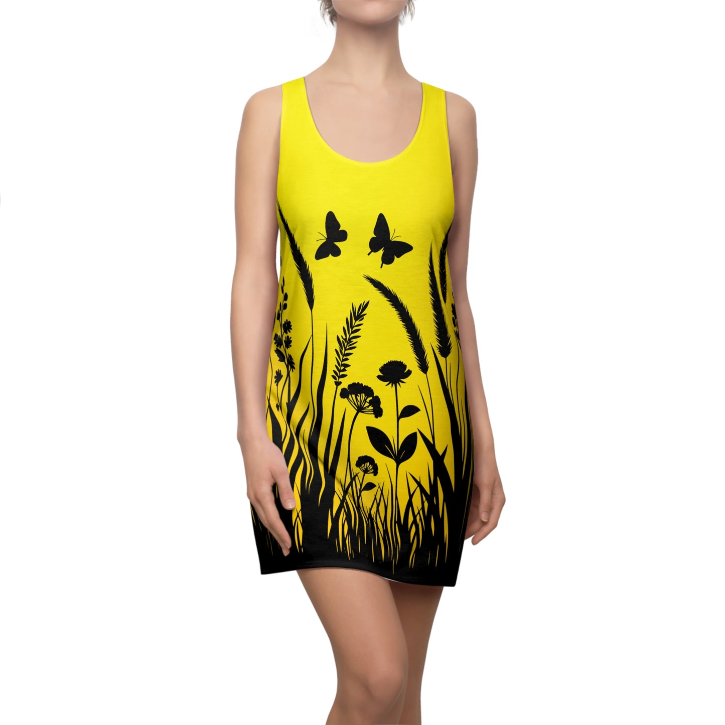 Gelb Schmetterling Racerback Kleid – Sonnige Sommer Damenmode