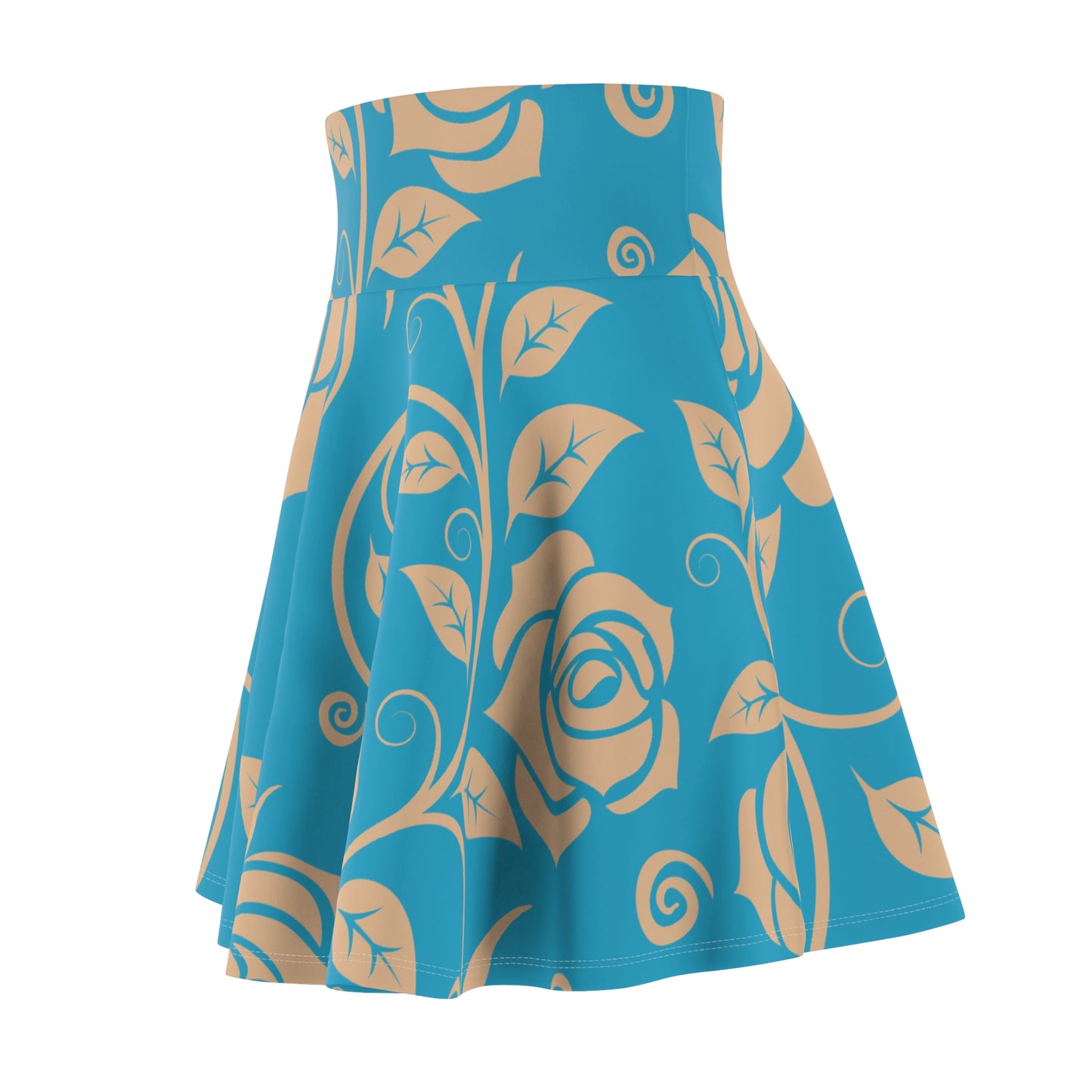 Türkiser Damen Rock Floral Skater Elegant Frühling Sommer Casual